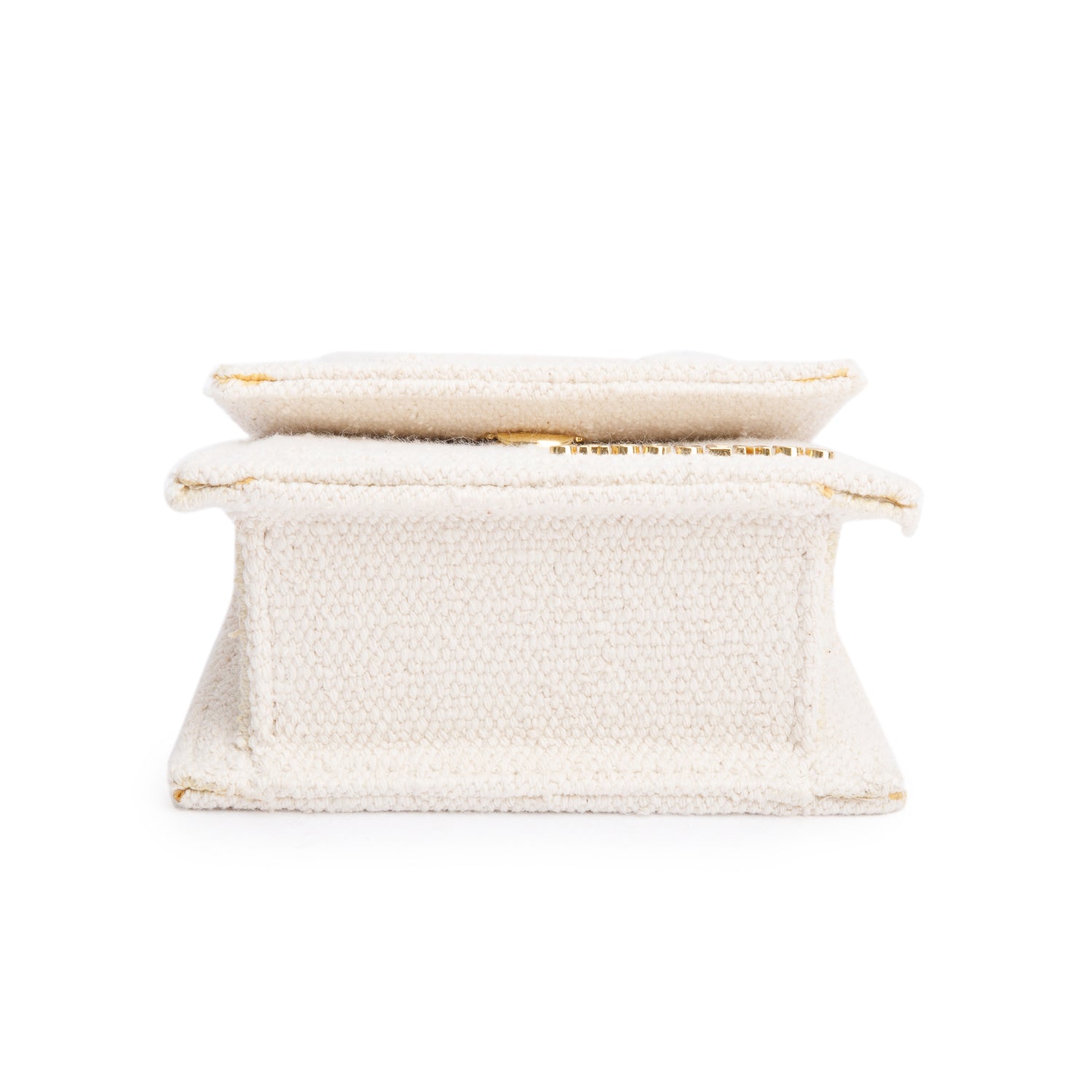 Jacquemus White Canvas Mini Signature Le Chiquito Handle Bag w/ Strap