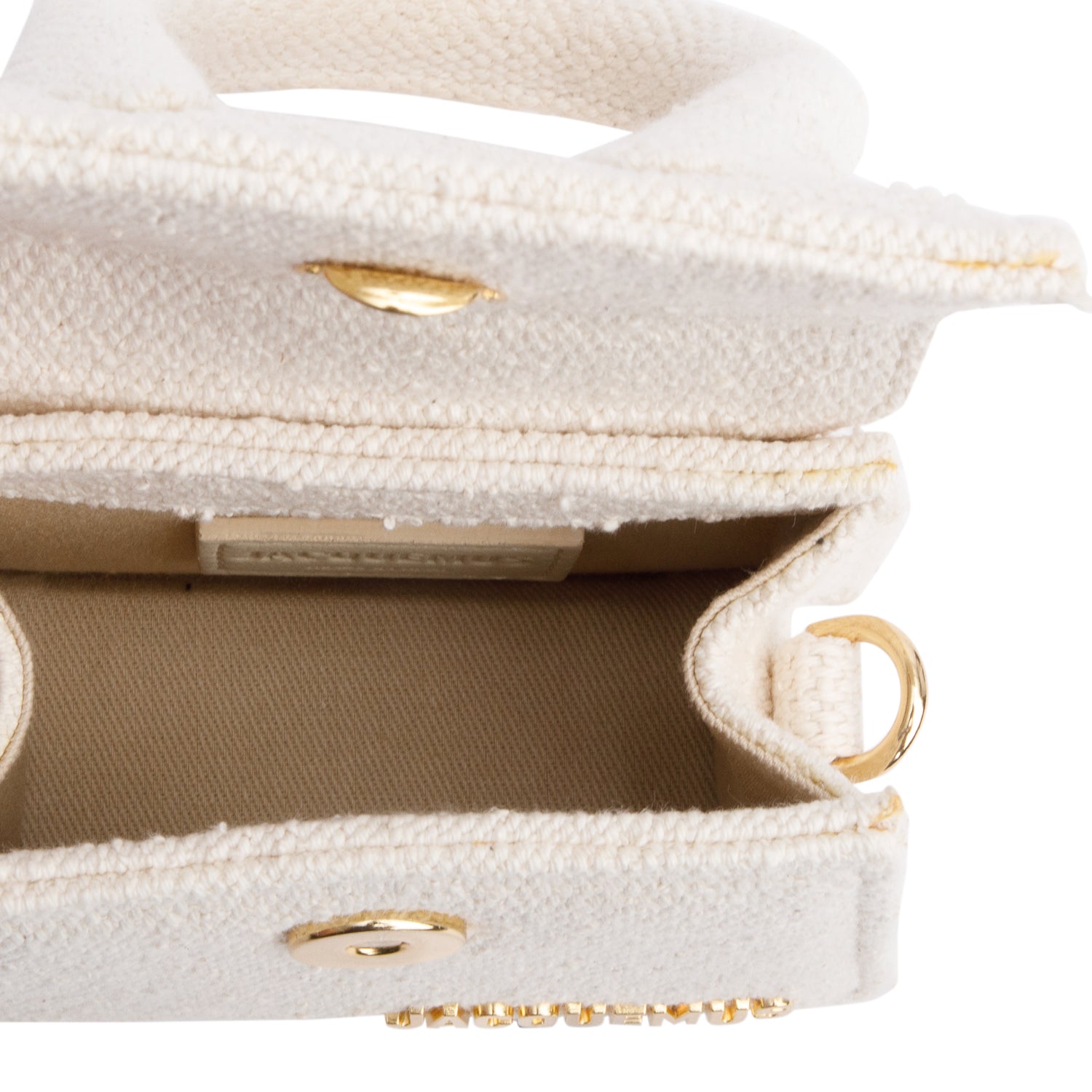 Jacquemus White Canvas Mini Signature Le Chiquito Handle Bag w/ Strap