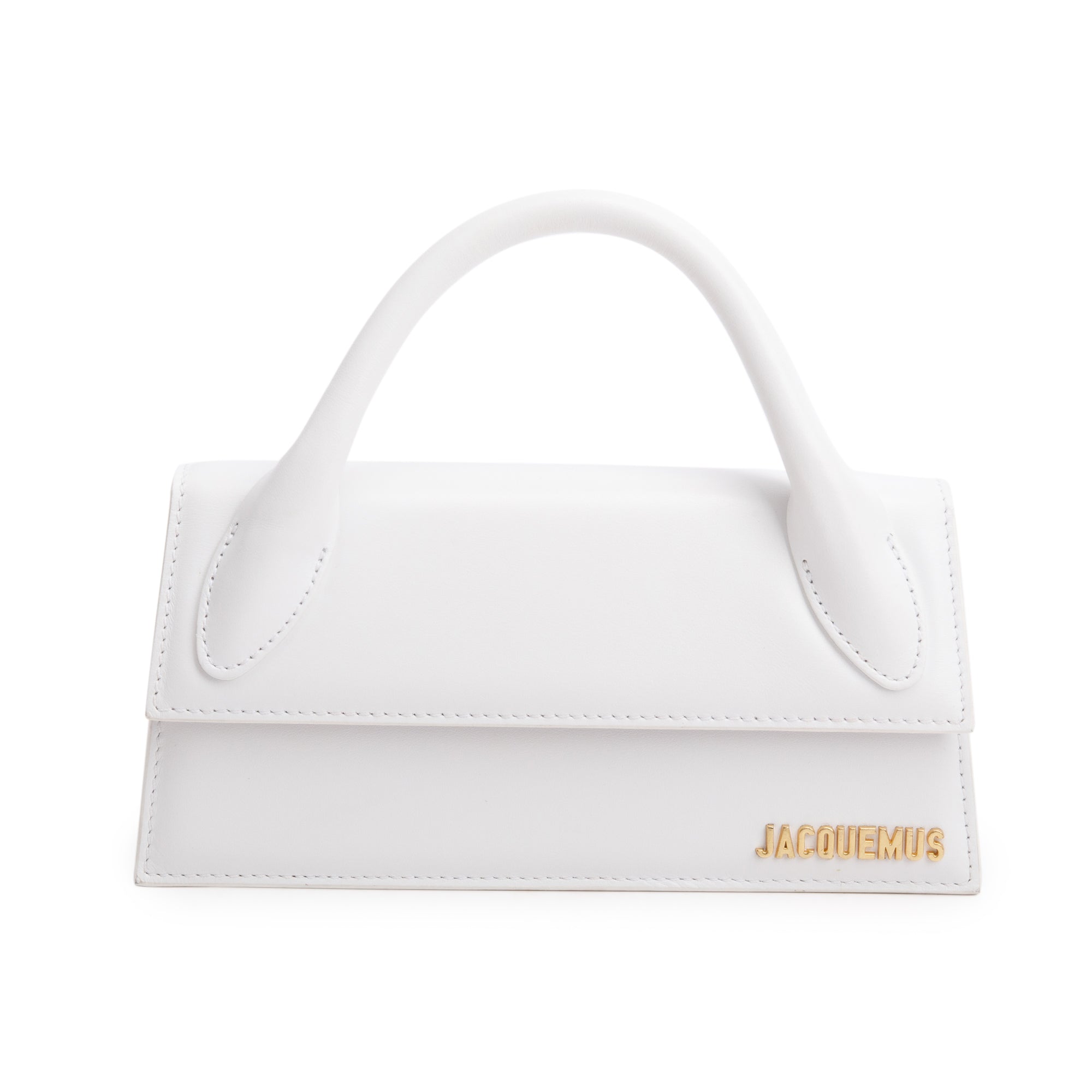 Jacquemus White Leather Le Chiquito Long Handle Bag w/ Strap