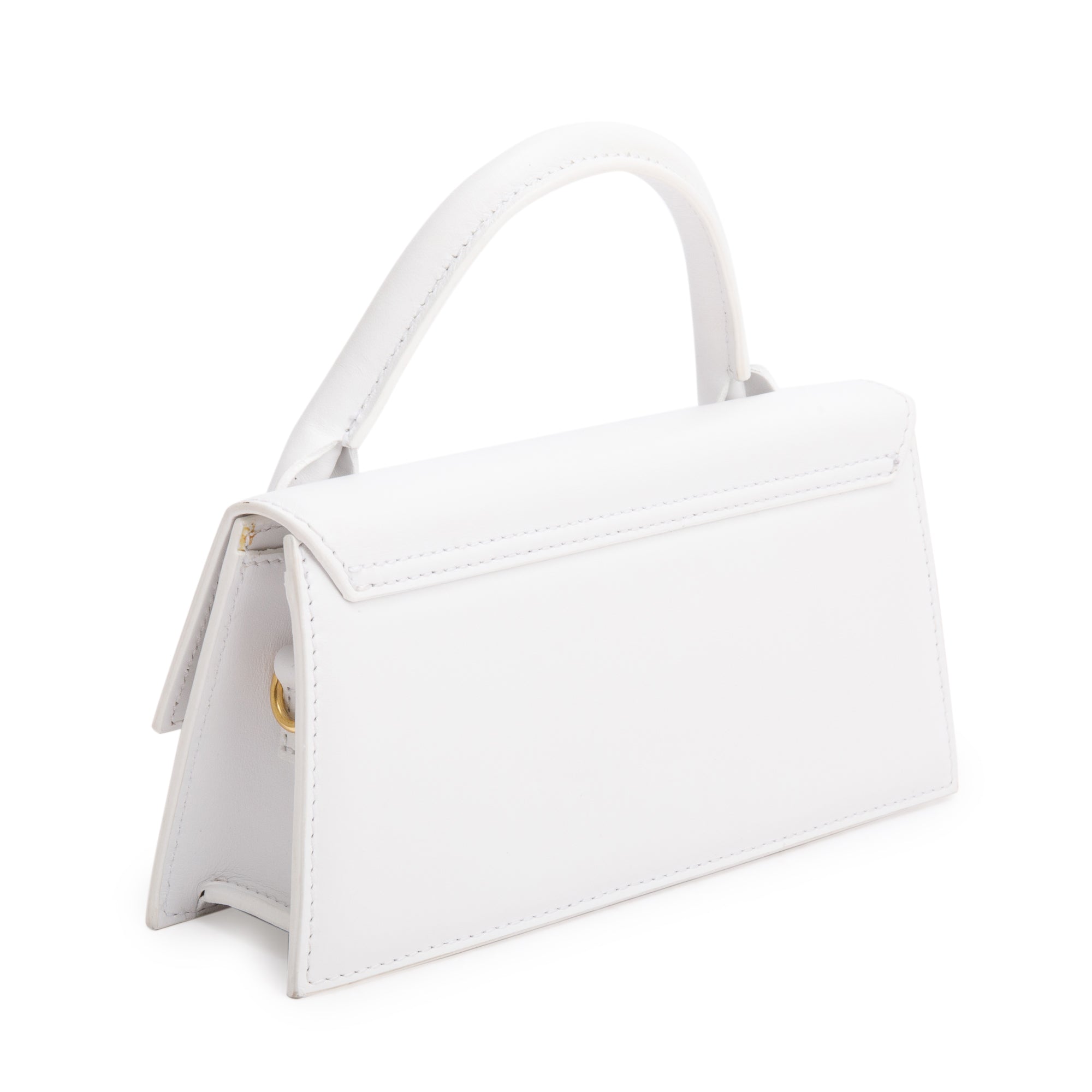 Jacquemus White Leather Le Chiquito Long Handle Bag w/ Strap