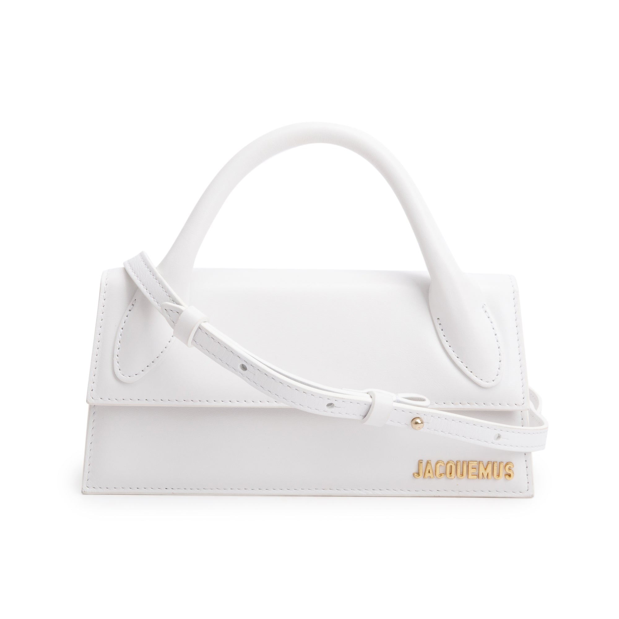 Jacquemus White Leather Le Chiquito Long Handle Bag w/ Strap