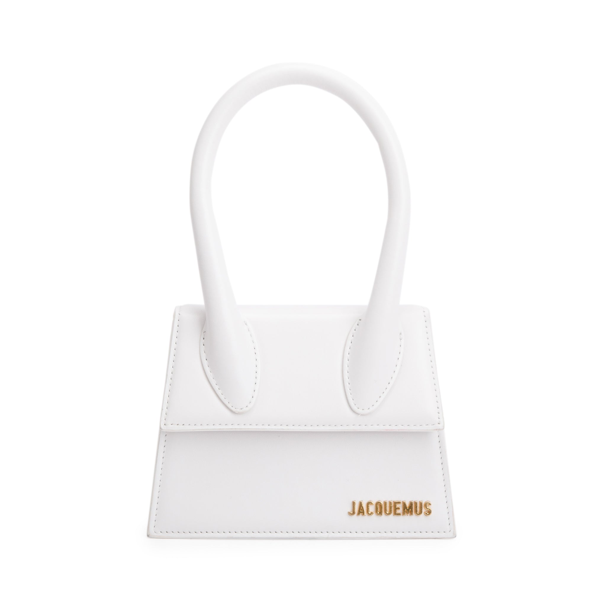 Jacquemus White Leather Le Chiquito Moyen Bag w/ Strap