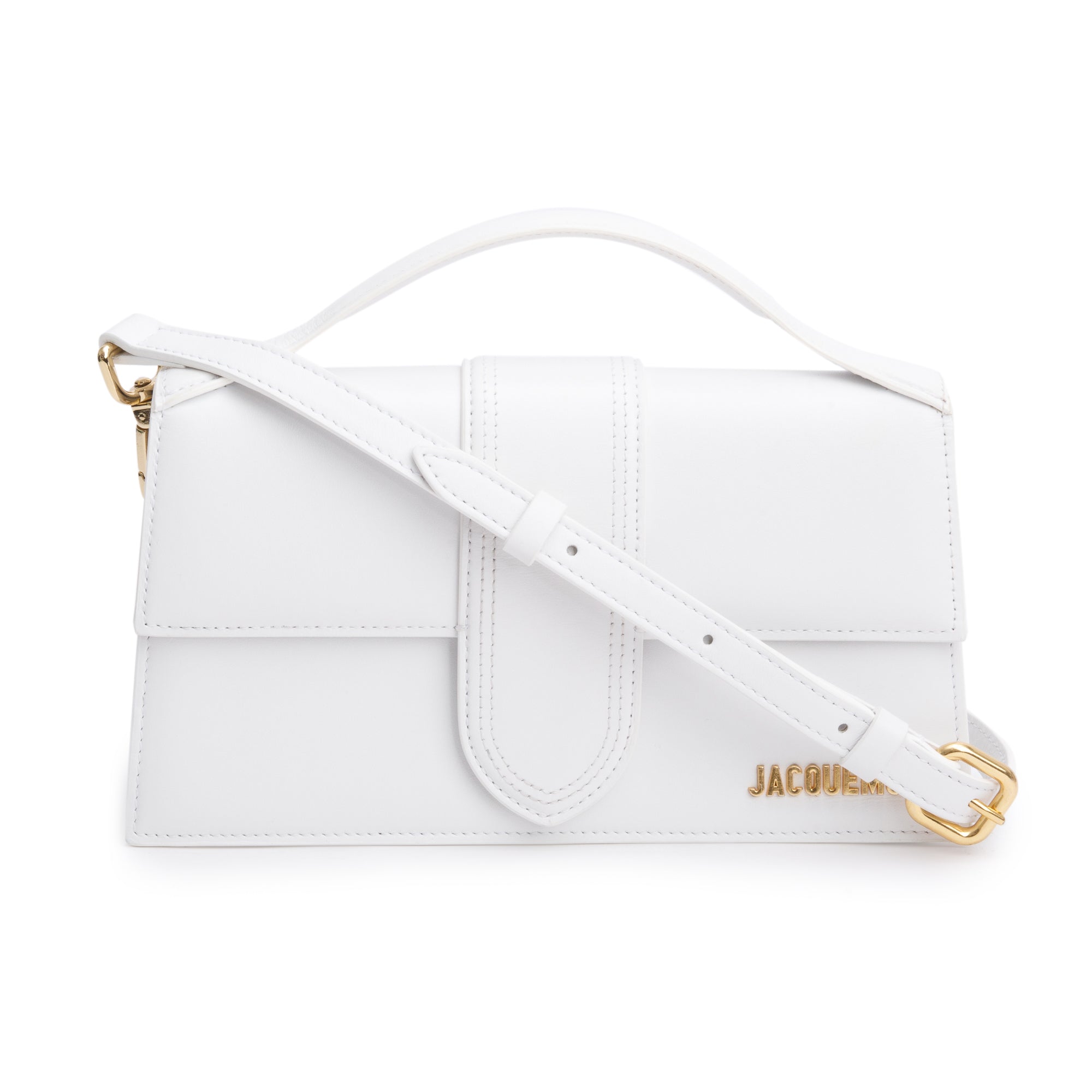 Jacquemus White Leather Le Grand Bambino Bag w/ Strap