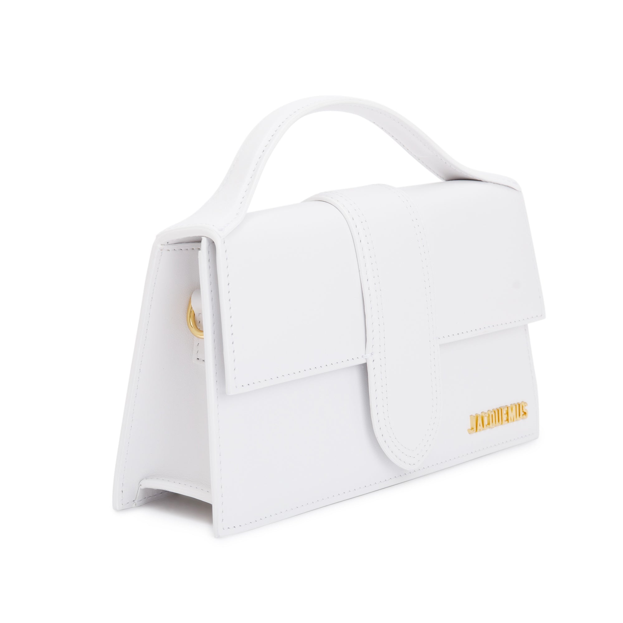 Jacquemus Whte Leather Le Grand Bambino Bag w/ Strap