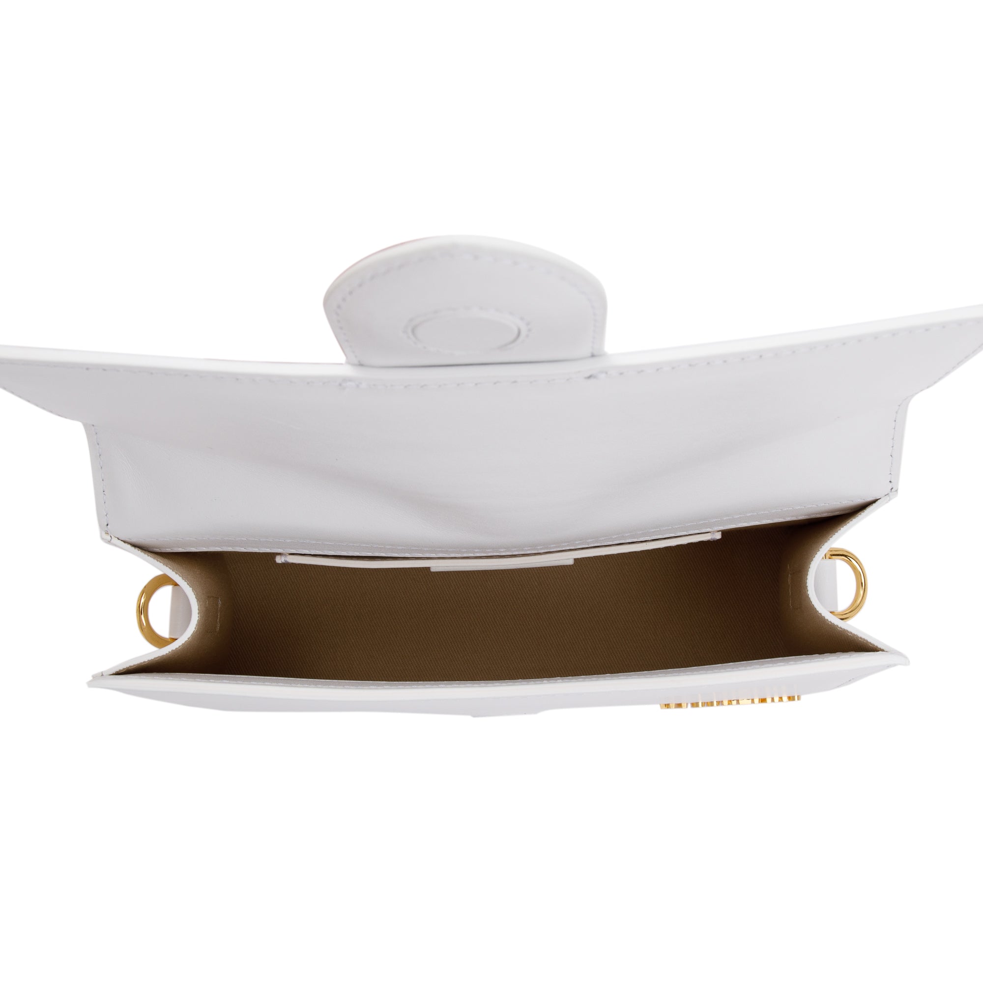 Jacquemus Whte Leather Le Grand Bambino Bag w/ Strap