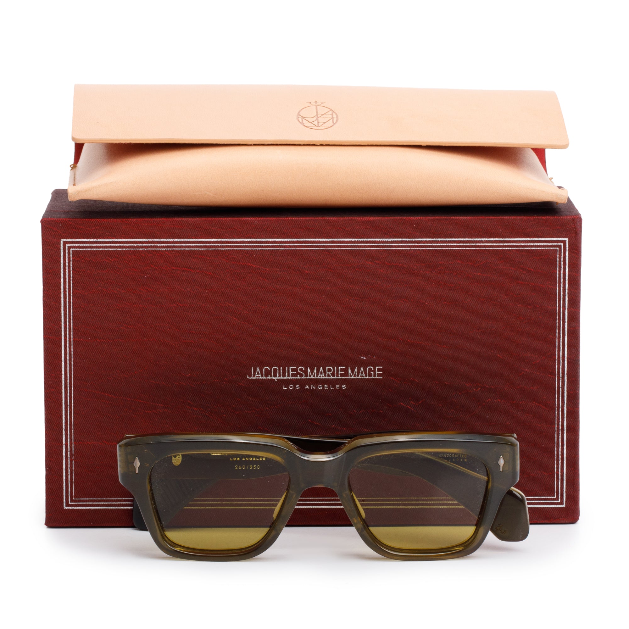 Jacques Marie Mage JMM 7X Green Acetate Fellini Volvox Square Tinted Sunglasses w/ Box & Case