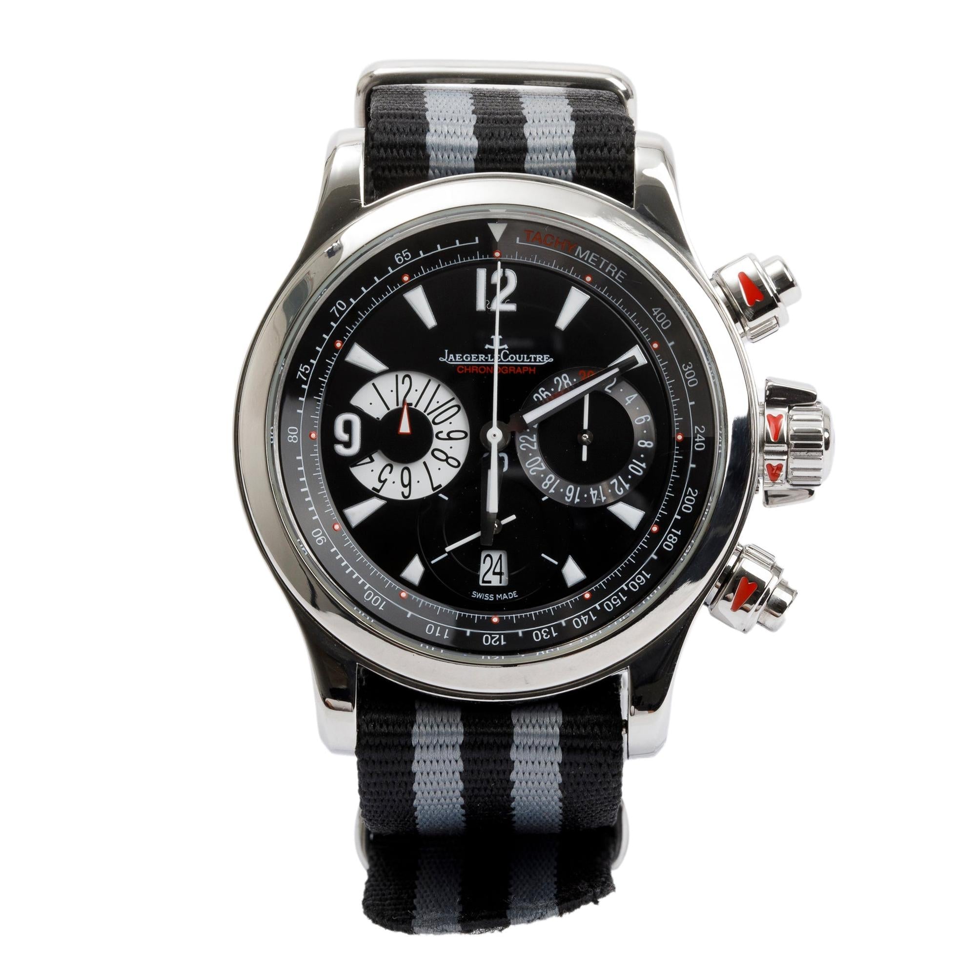 Jaeger LeCoultre Stainless Steel Master Compressor 41 MM Chronograph Automatic Watch w/ Box