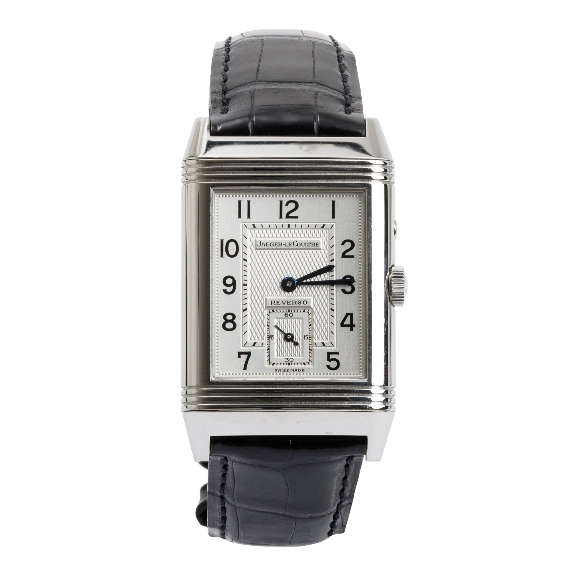 Jaeger LeCoultre Stainless Steel Reverso Duoface Watch w/ Box & Papers