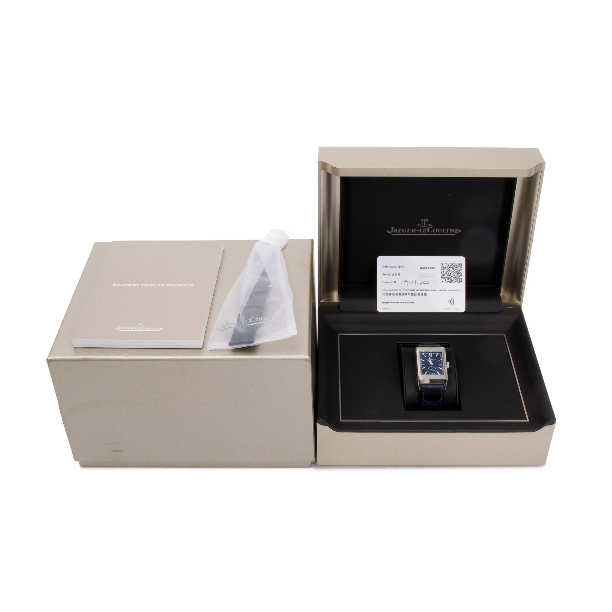 Jaeger LeCoultre Stainless Steel Reverso Tribute Large Duoface Manual Watch w/ Box & Papers