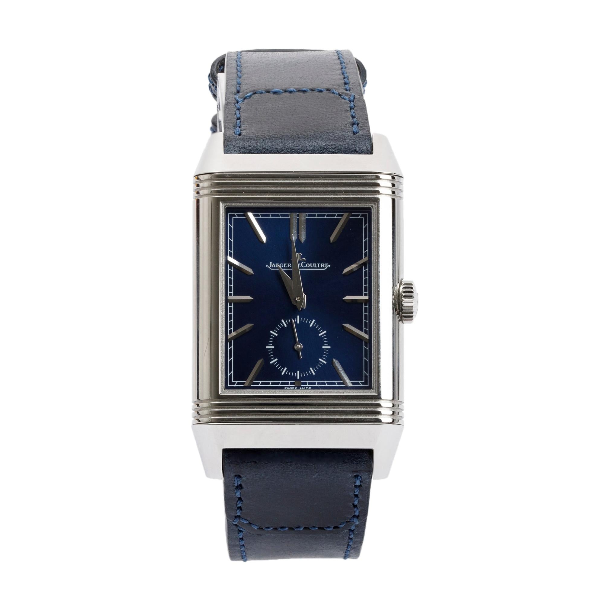 Jaeger LeCoultre Stainless Steel Reverso Tribute Large Duoface Manual Watch w/ Box & Papers