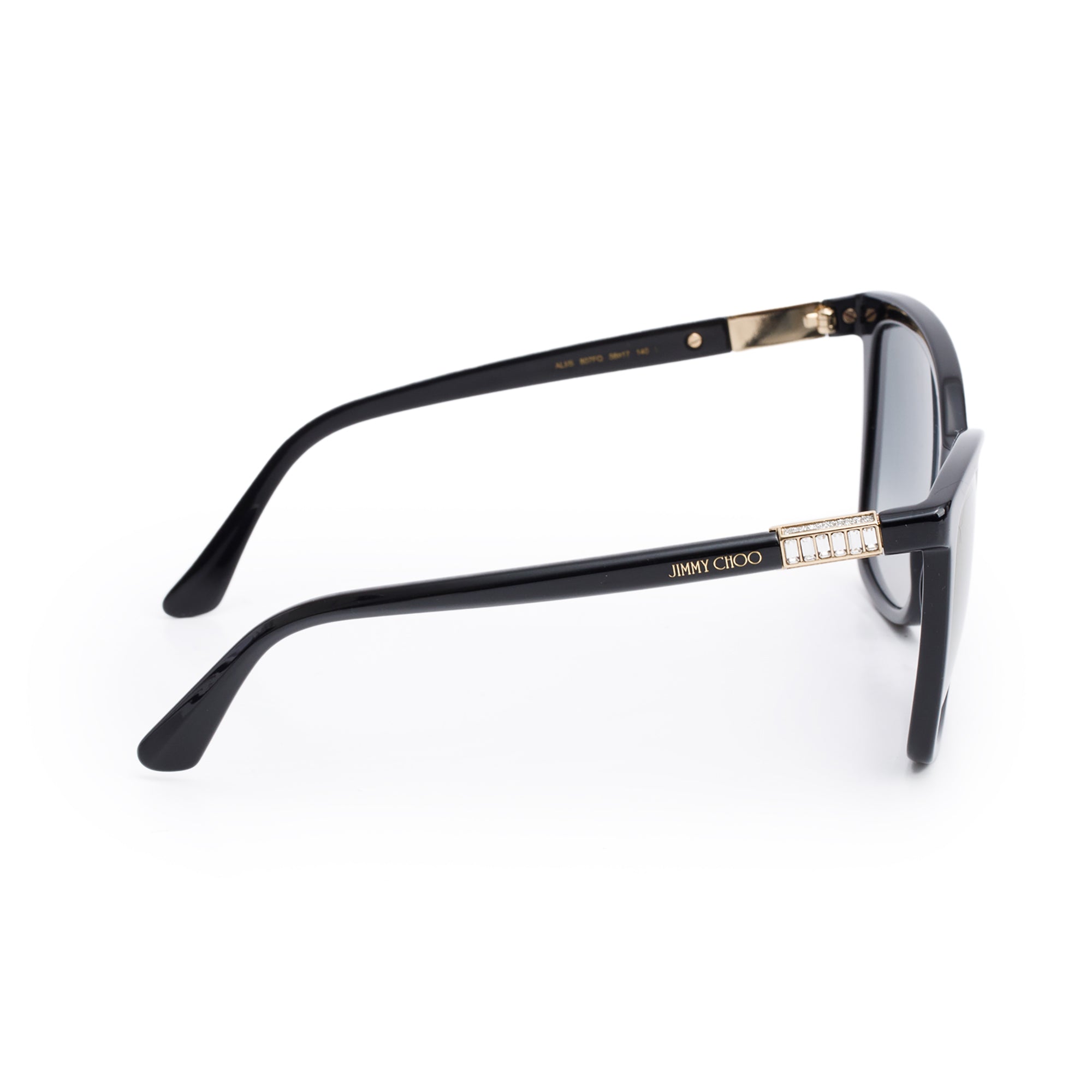 Jimmy Choo Ali/S Black Acetate Crystal Square Sunglasses w/ Case