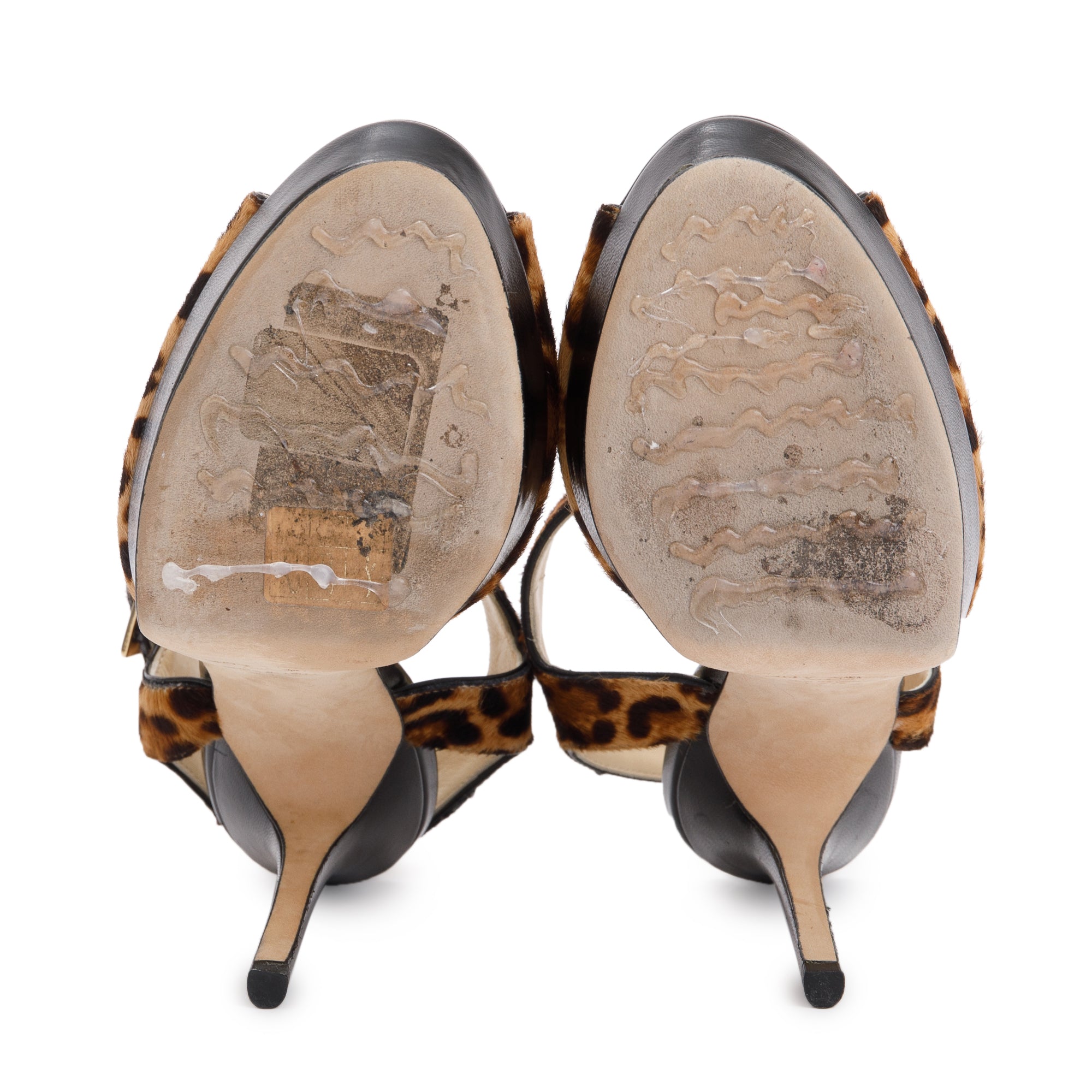 Jimmy Choo Animal Print Ponyhair 122 Linda Sandals, Size 37.5