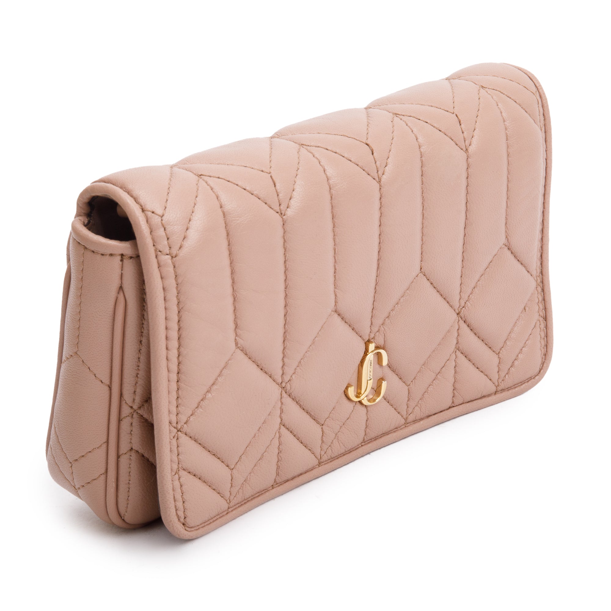 Jimmy Choo Beige Nappa Leather JC Wallet On Chain w/ Box & Authenticity Card