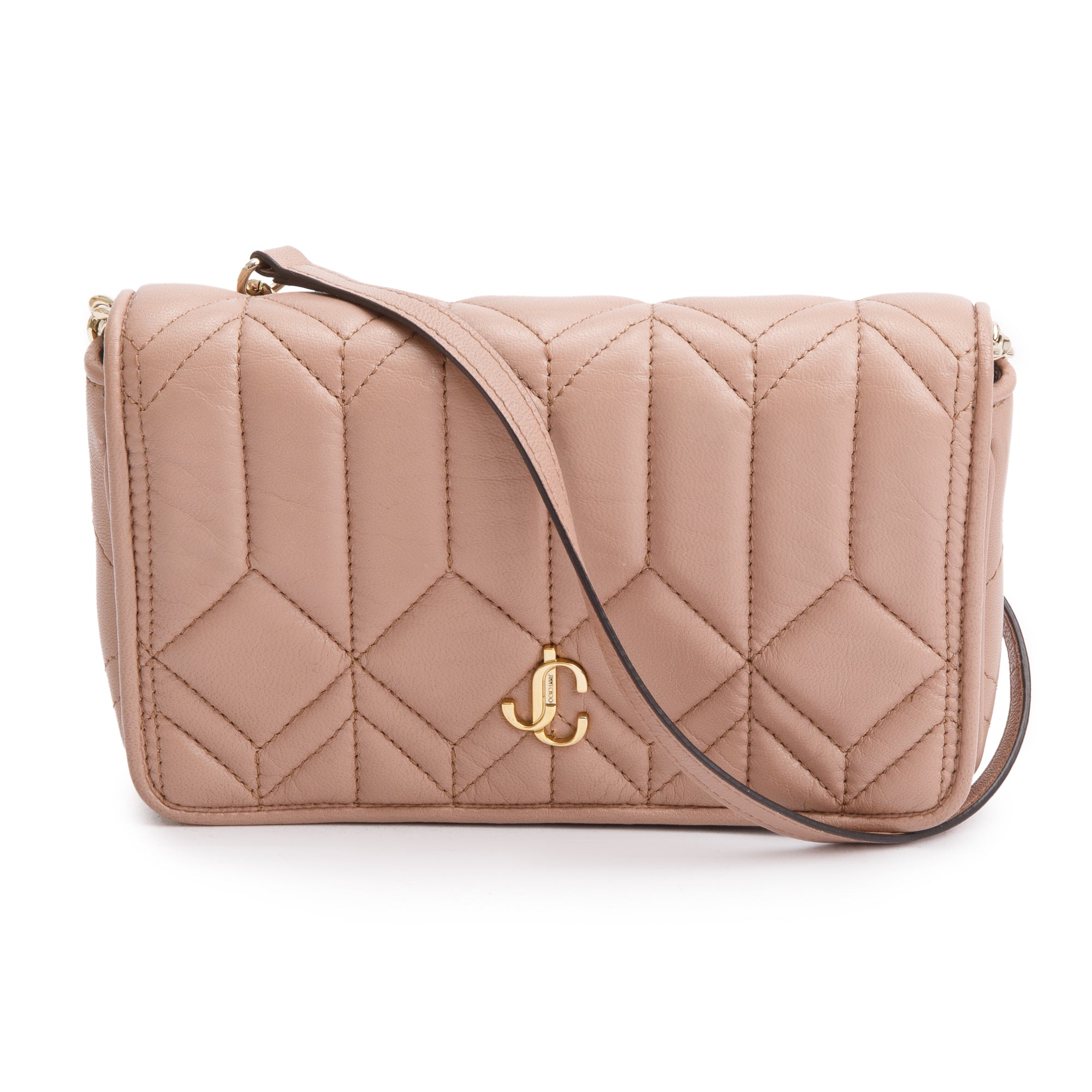 Jimmy Choo Beige Nappa Leather JC Wallet On Chain w/ Box & Authenticity Card