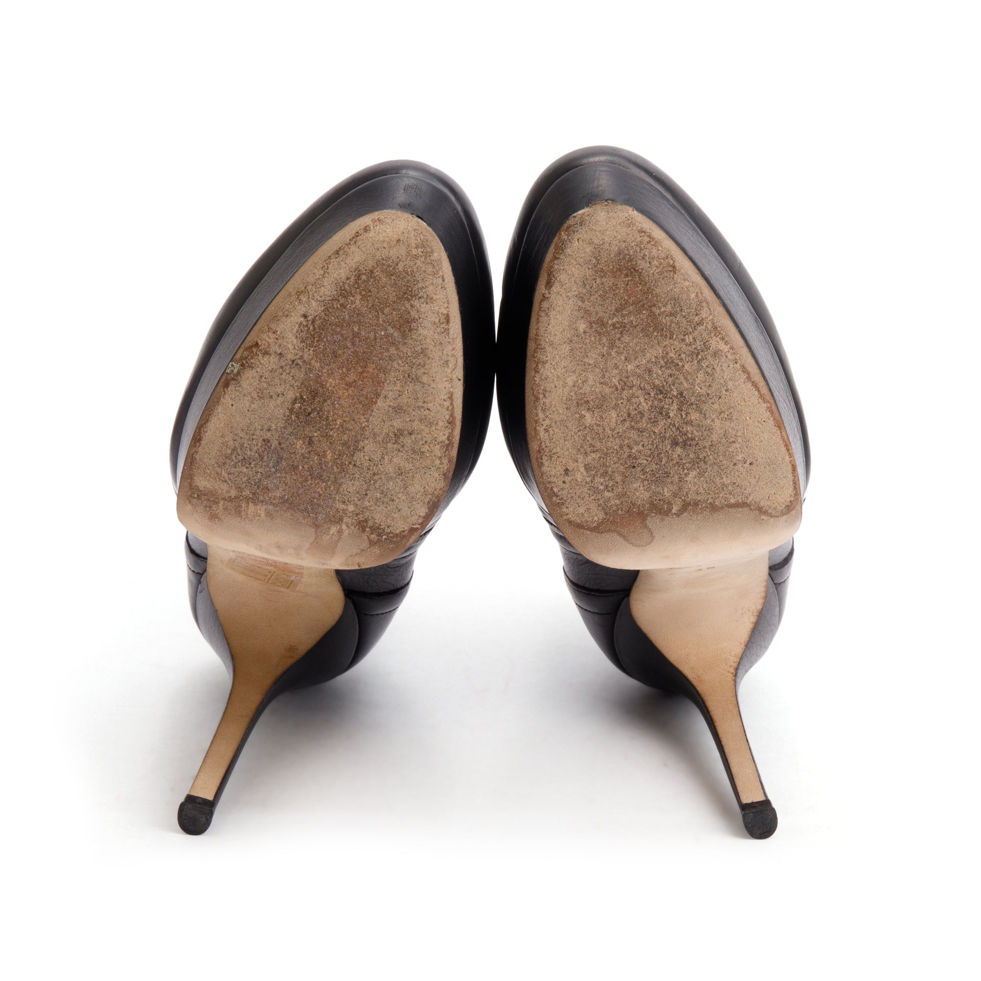 Jimmy Choo Black Calfskin Leather Britney 115 Platform Ankle Boots, Size 36