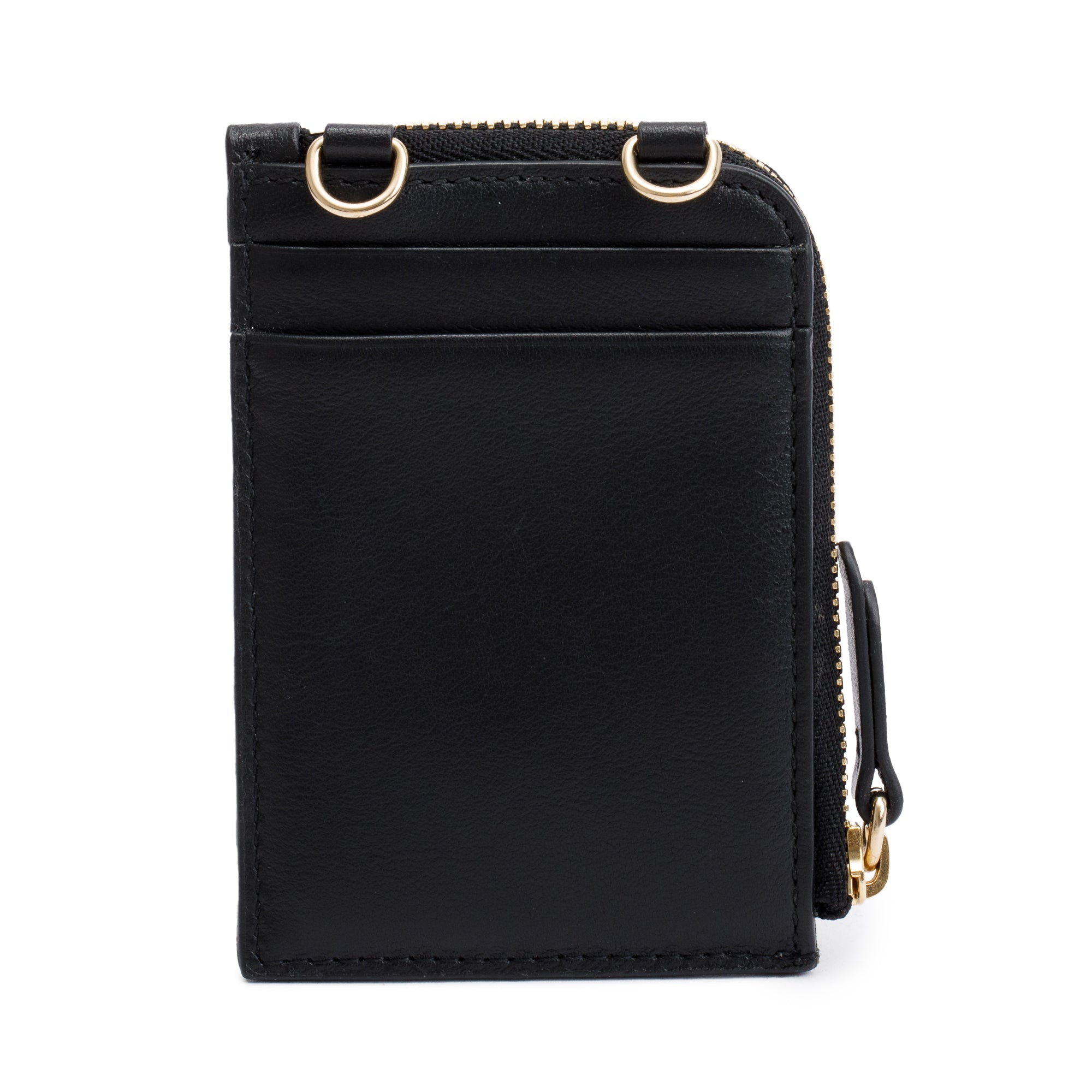Jimmy Choo Black Monogram Embossed Leather JC Logo Chain Card Holder w/ Box & Authenticity Card