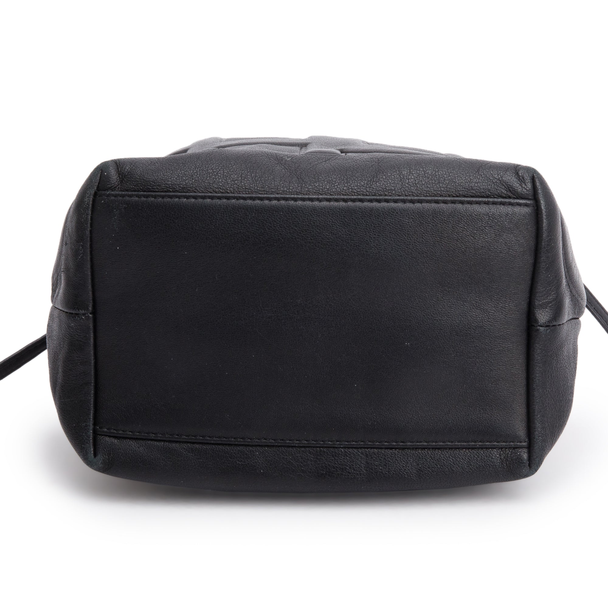 Jimmy Choo Black Nappa Leather Juno Solid Drawstring Bucket Bag