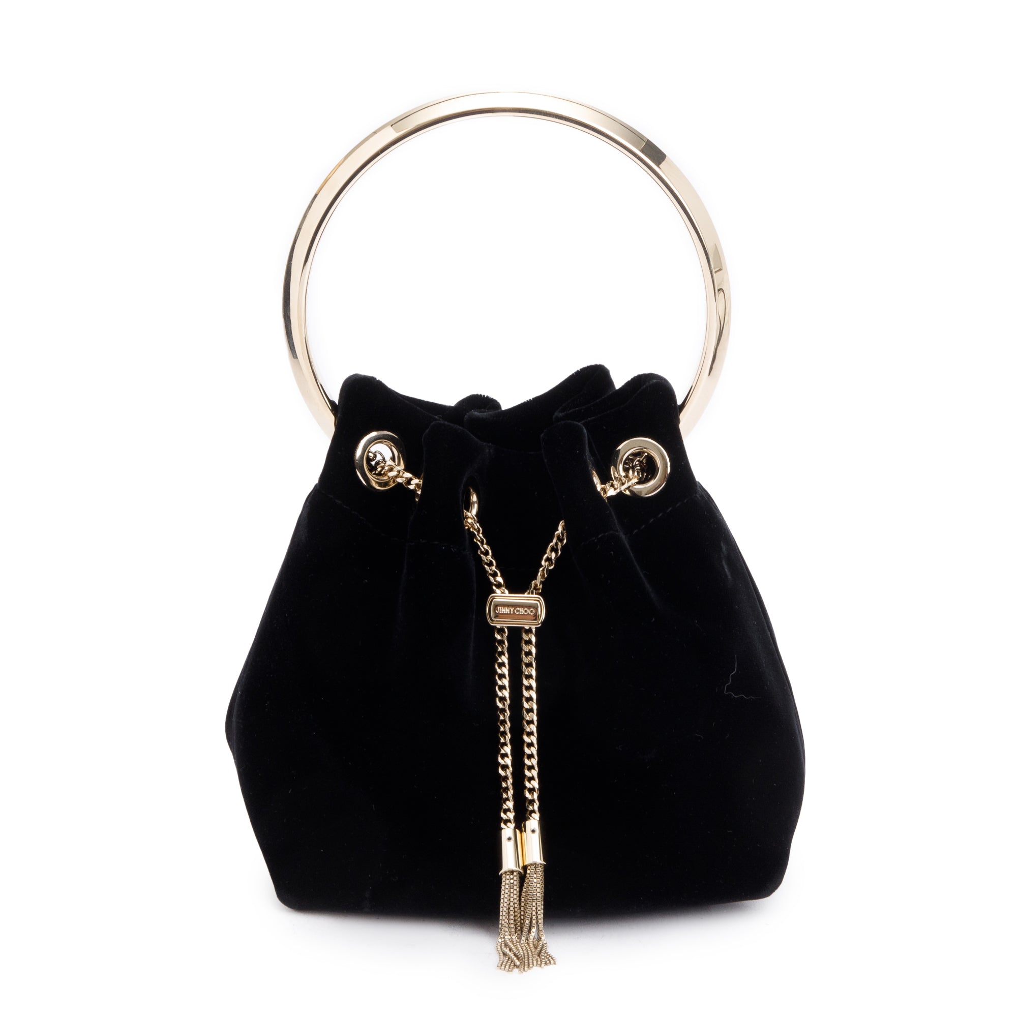 Jimmy Choo Black Velvet Bon Bon Bucket Bag
