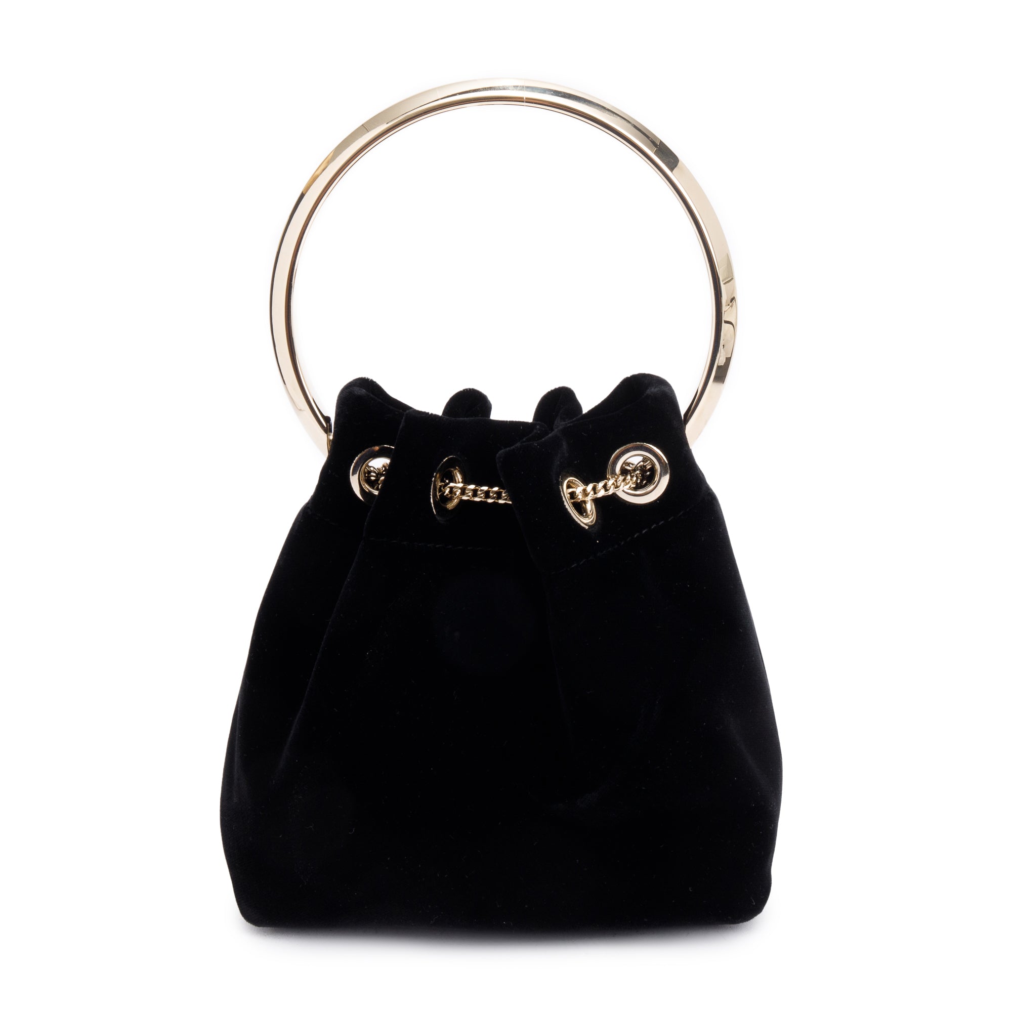 Jimmy Choo Black Velvet Bon Bon Bucket Bag