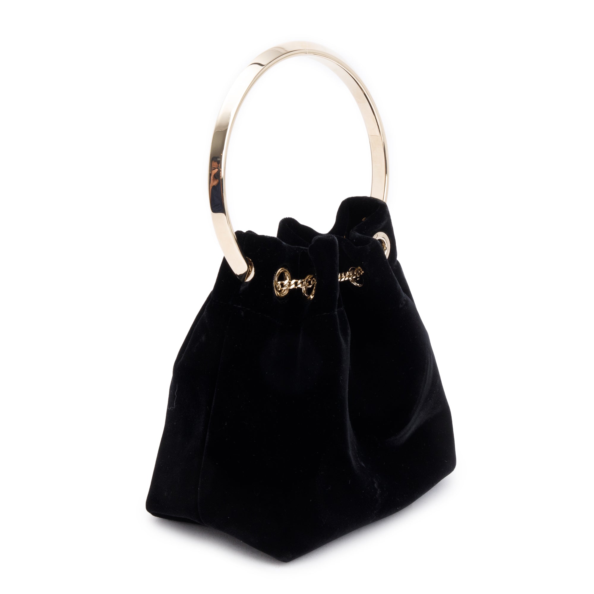 Jimmy Choo Black Velvet Bon Bon Bucket Bag