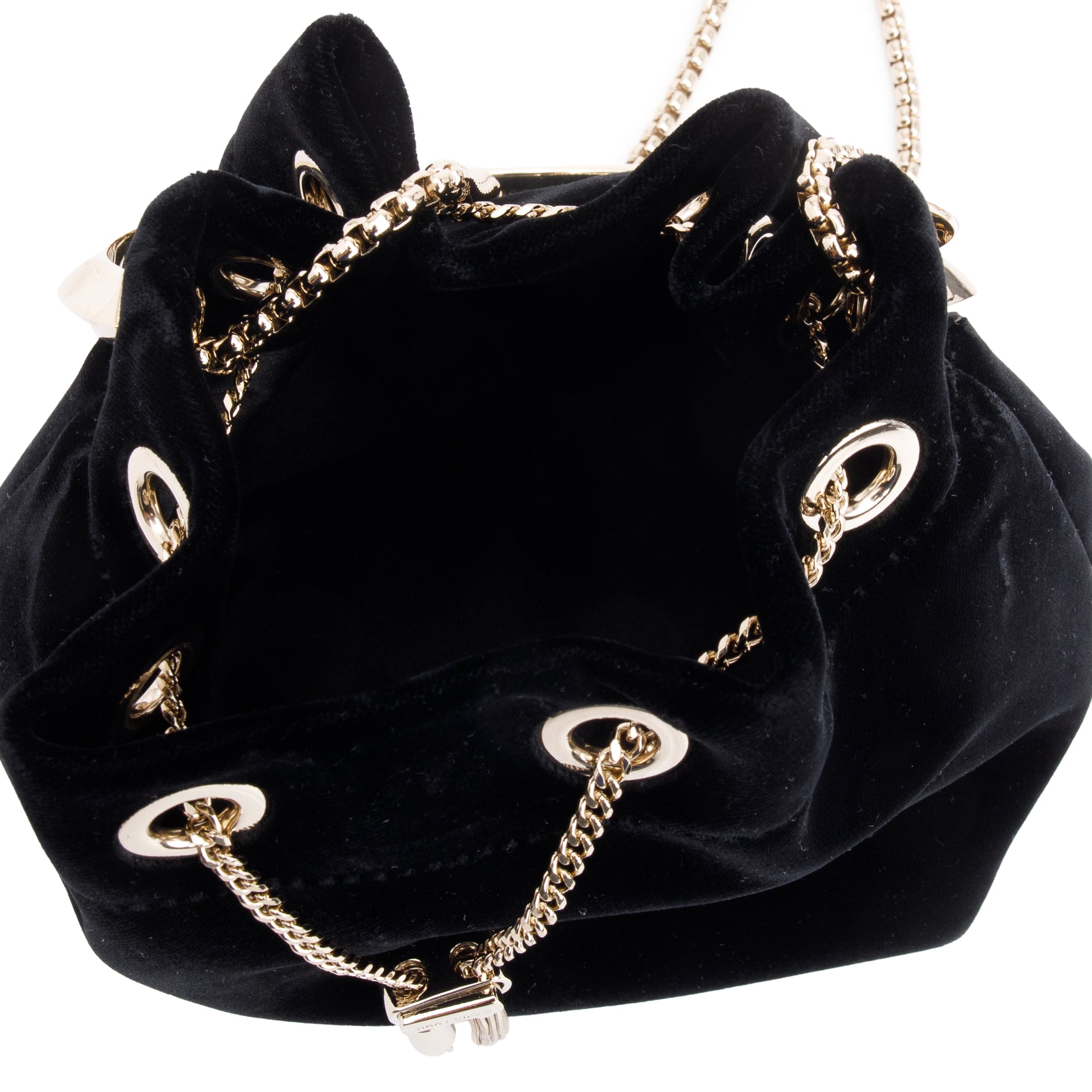 Jimmy Choo Black Velvet Bon Bon Bucket Bag