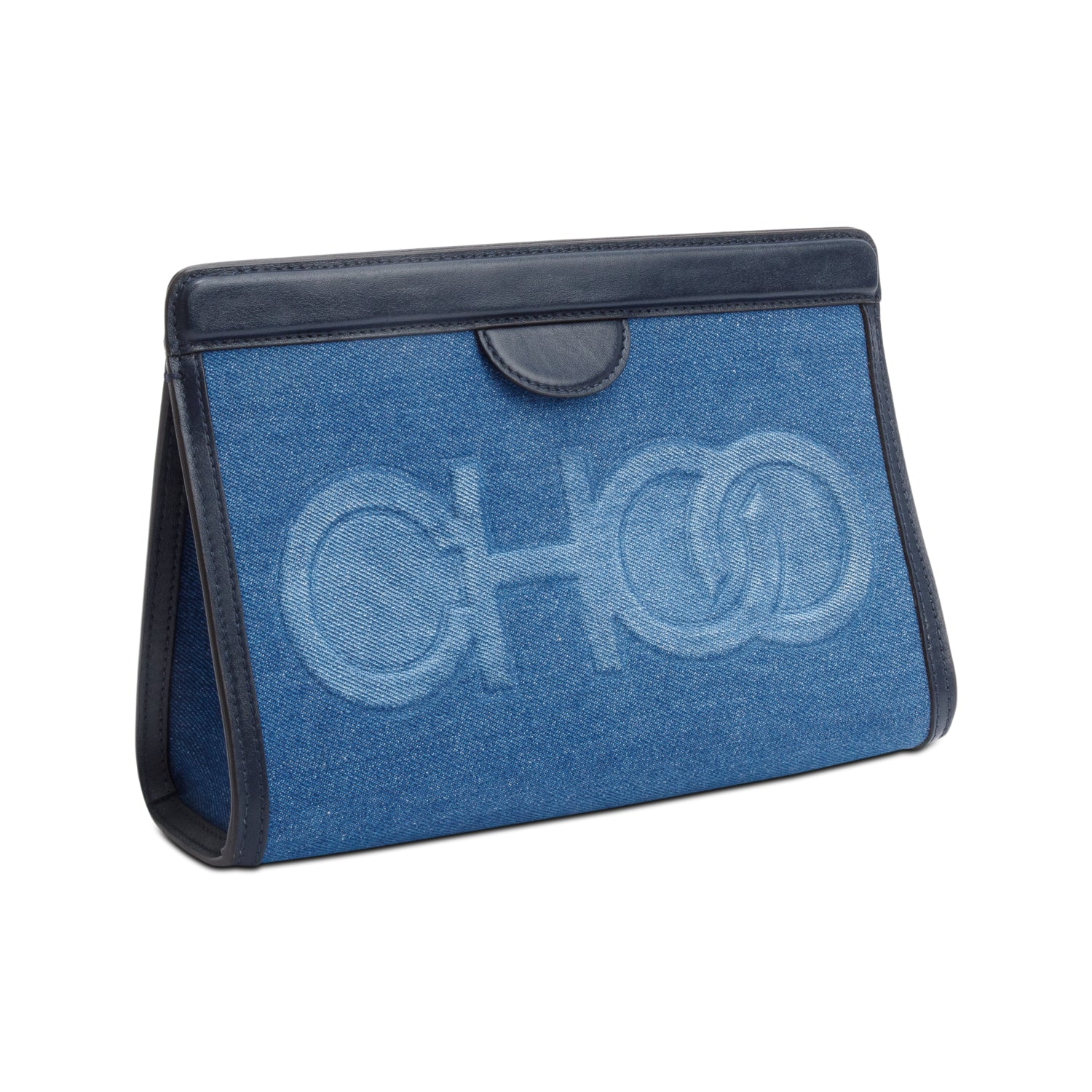 Jimmy Choo Blue Avenue Denim Pouch Clutch w/ Authenticity Card