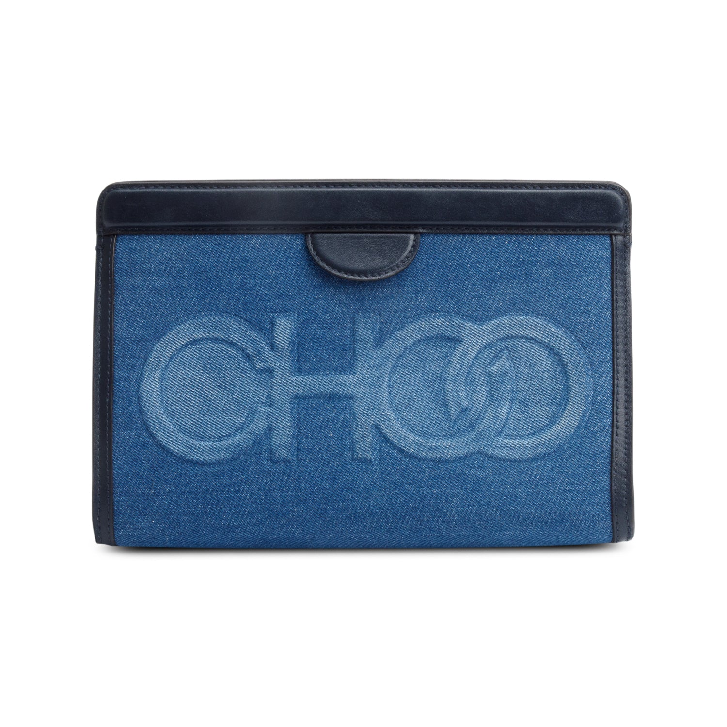 Jimmy Choo Blue Avenue Denim Pouch Clutch w/ Authenticity Card