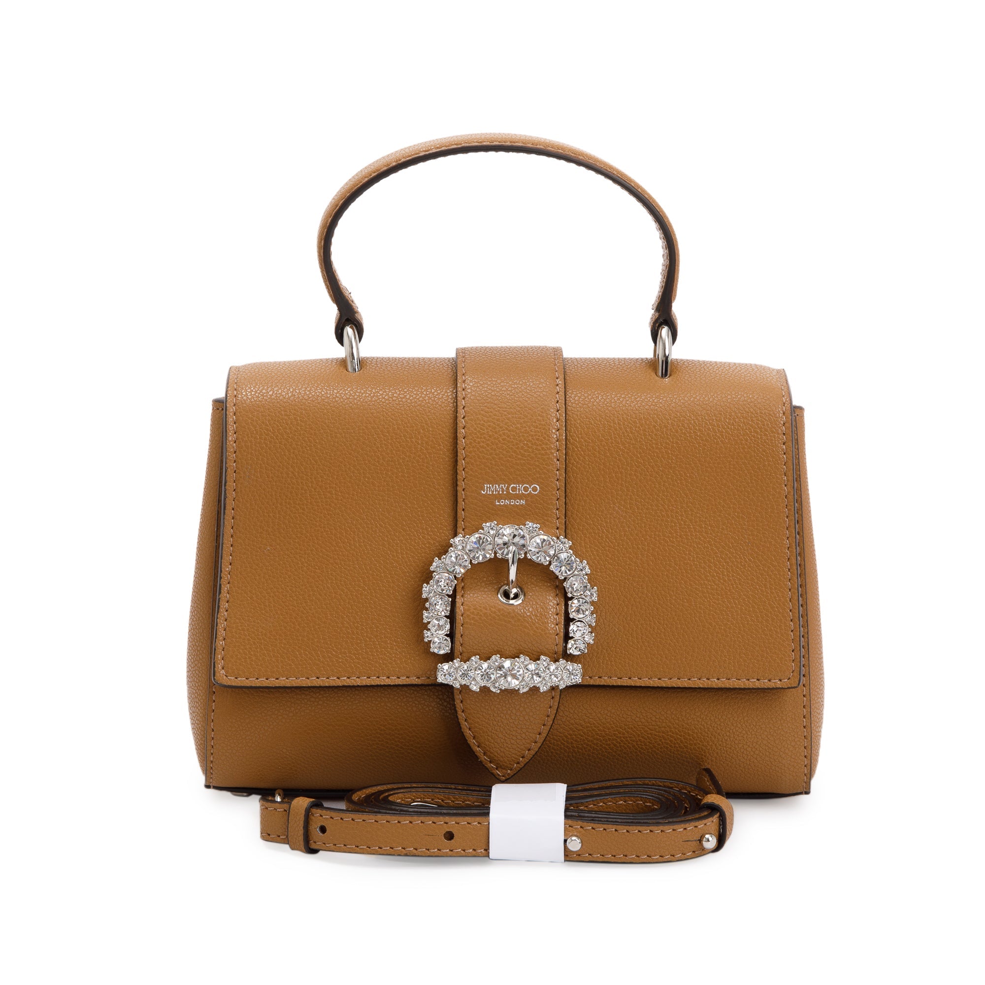 Jimmy Choo Brown Calfskin Leather Small Cheri Top Handle Bag w/ Authenticity Card