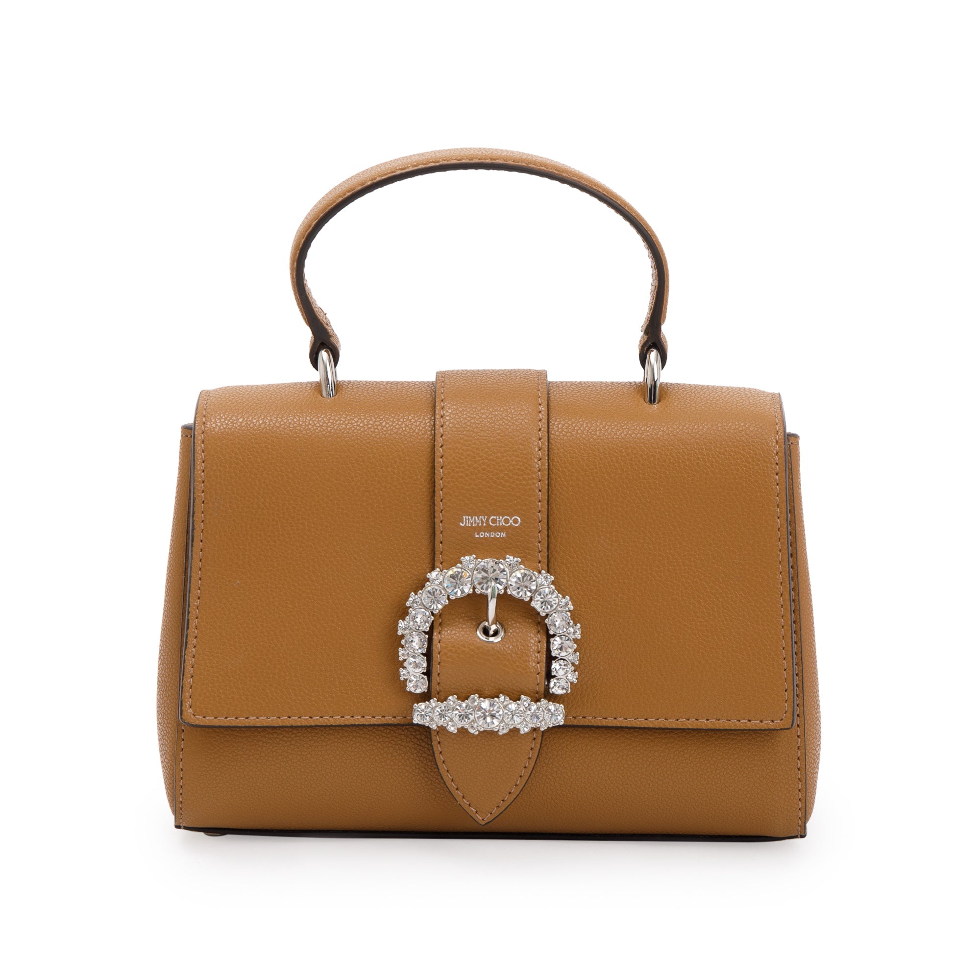 Jimmy Choo Brown Calfskin Leather Small Cheri Top Handle Bag w/ Authenticity Card