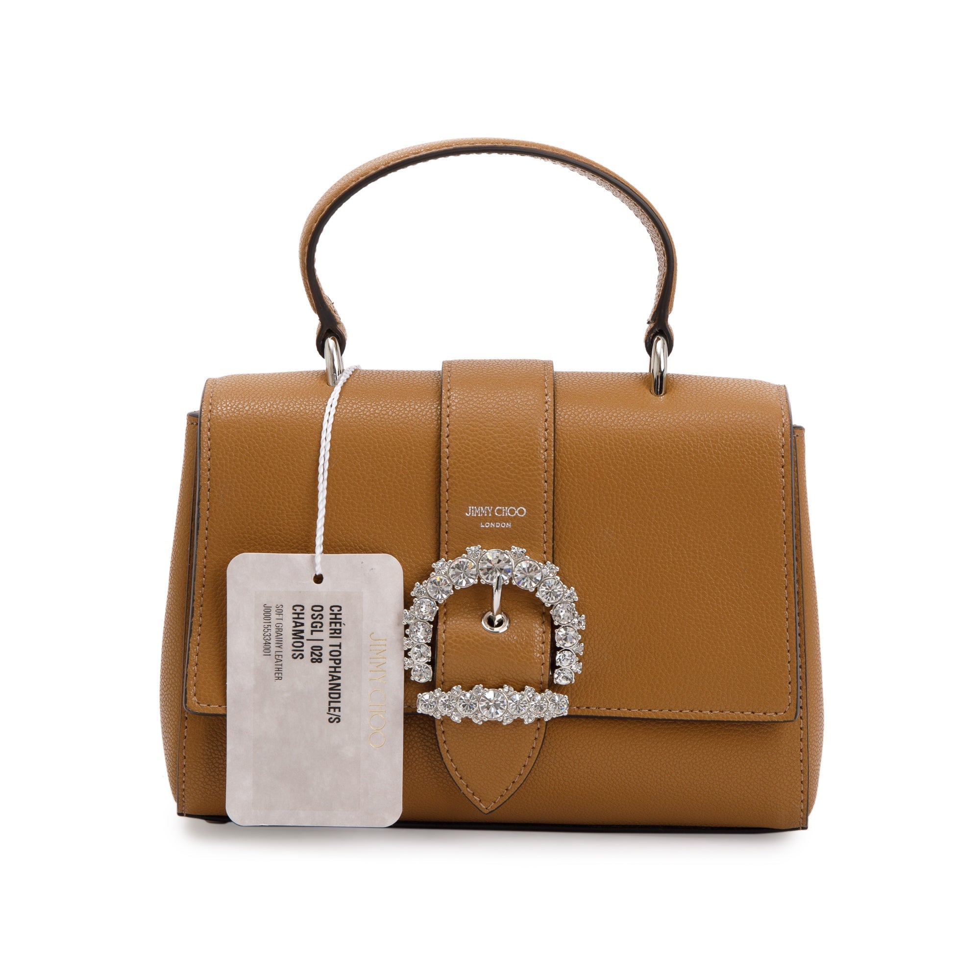 Jimmy Choo Brown Calfskin Leather Small Cheri Top Handle Bag w/ Authenticity Card