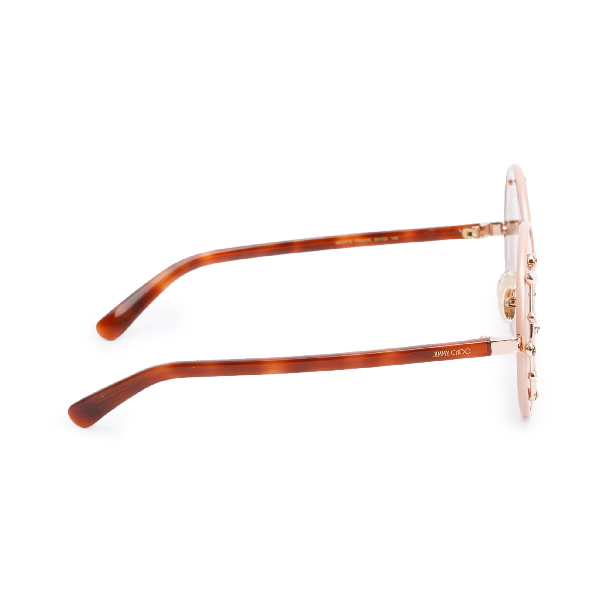 Jimmy Choo GEMA/S Brown/Pink Acetate Crystal Faux Pearl Round Sunglasses w/ Case