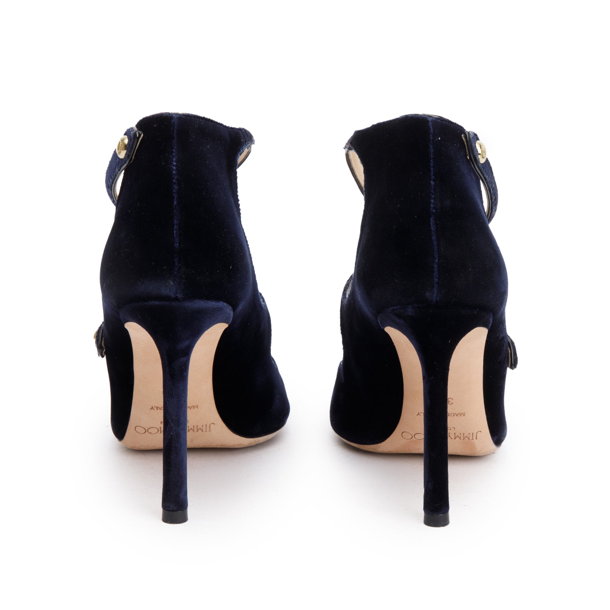 Jimmy Choo Navy Velvet Lacey 85 Pumps, Size 35.5