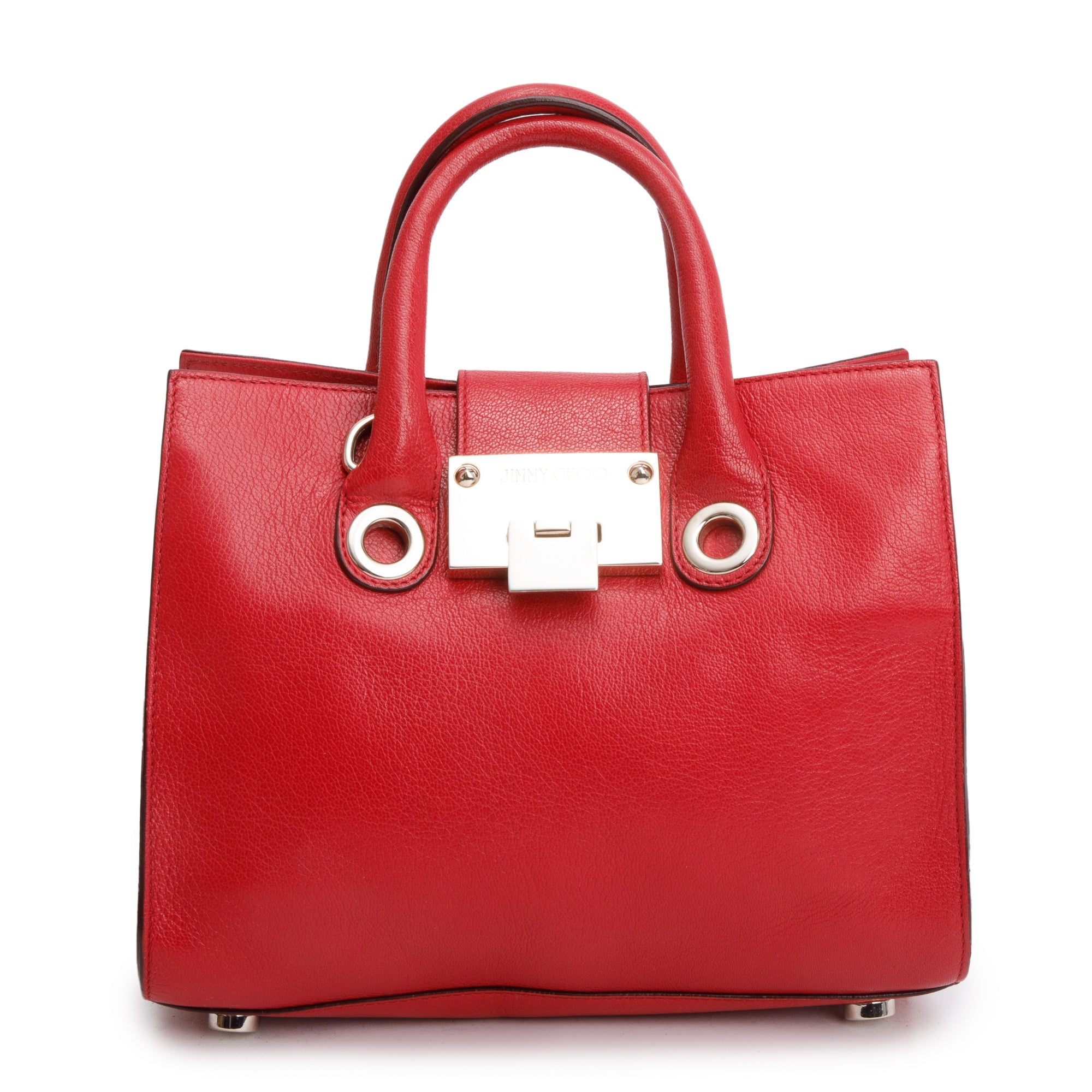Jimmy Choo Red Calfskin Leather Riley Tote w/ Strap