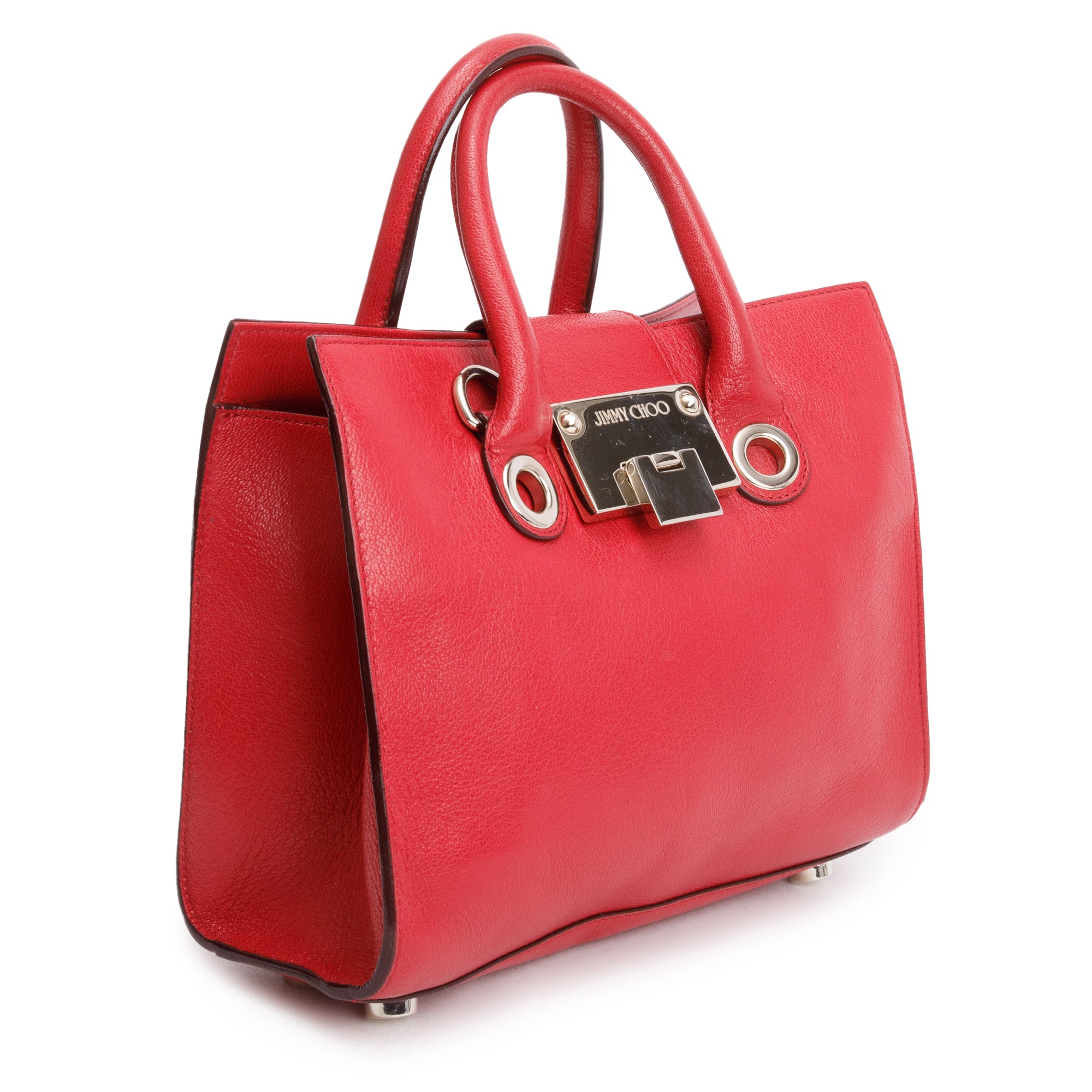 Jimmy Choo Red Calfskin Leather Riley Tote w/ Strap