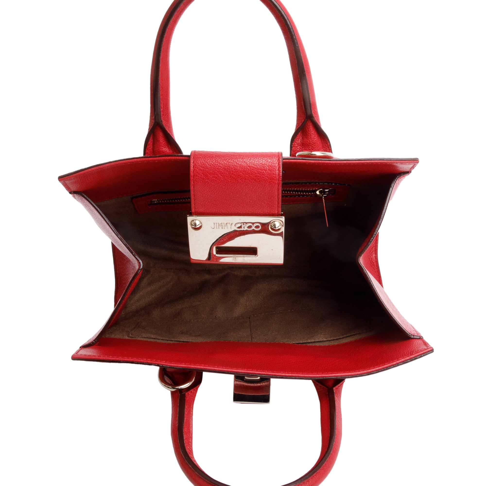 Jimmy Choo Red Calfskin Leather Riley Tote w/ Strap
