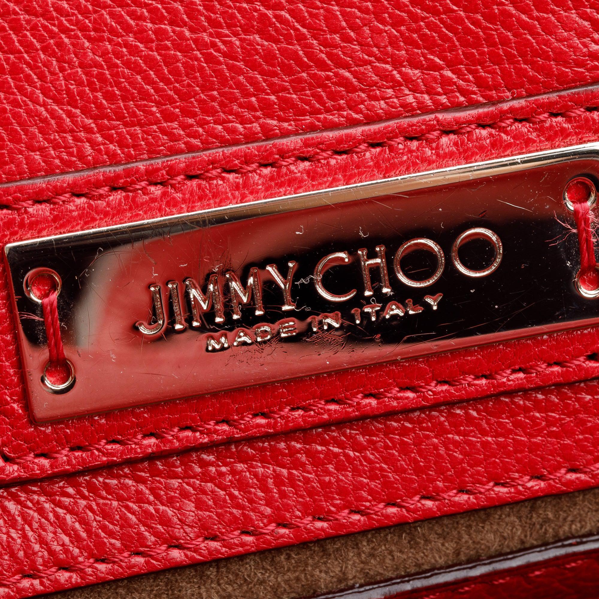 Jimmy Choo Red Calfskin Leather Riley Tote w/ Strap