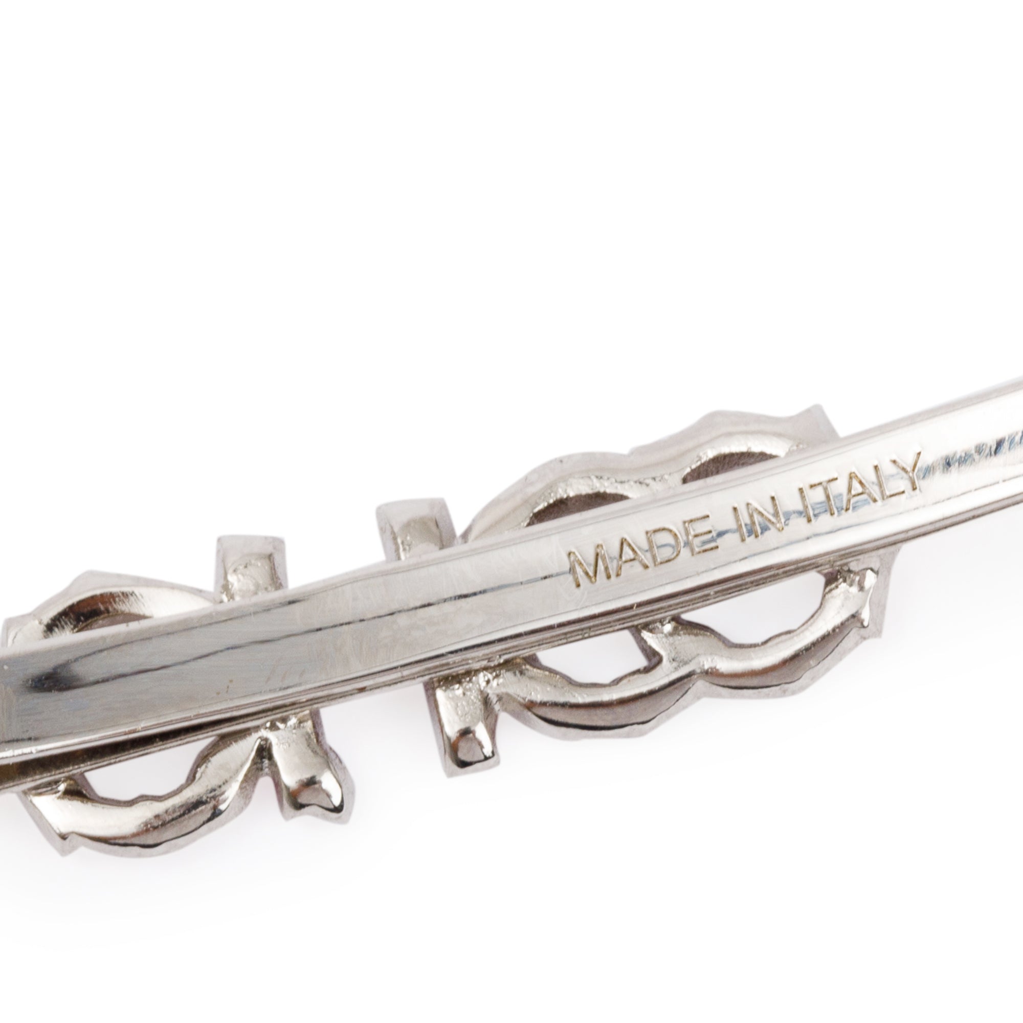 Jimmy Choo YK Silver Metal Pink Crystal Logo Hair Clip w/ Box