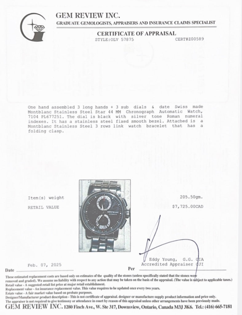 Montblanc Stainless Steel Star 44 MM Chronograph Automatic Watch