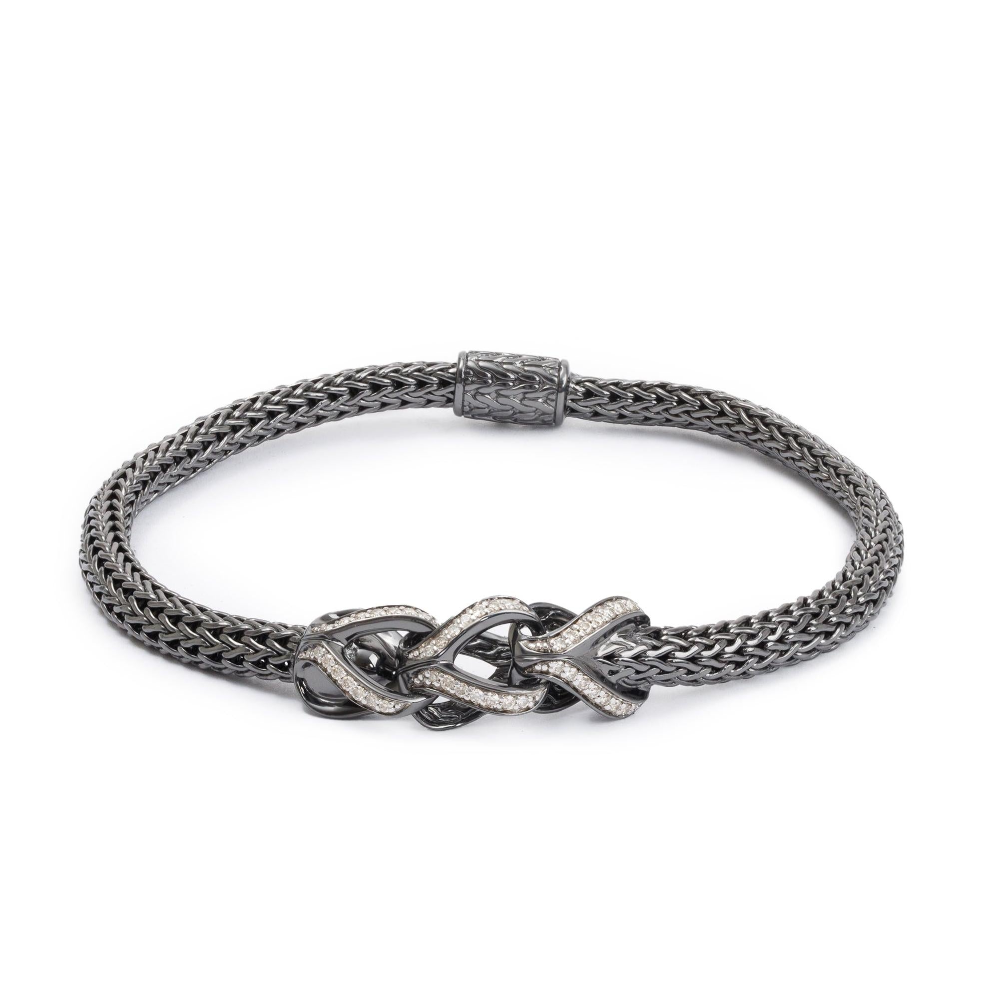 John Hardy Black Rhodium Plated Sterling Silver Diamond Asli Classic 5MM Chain Bracelet