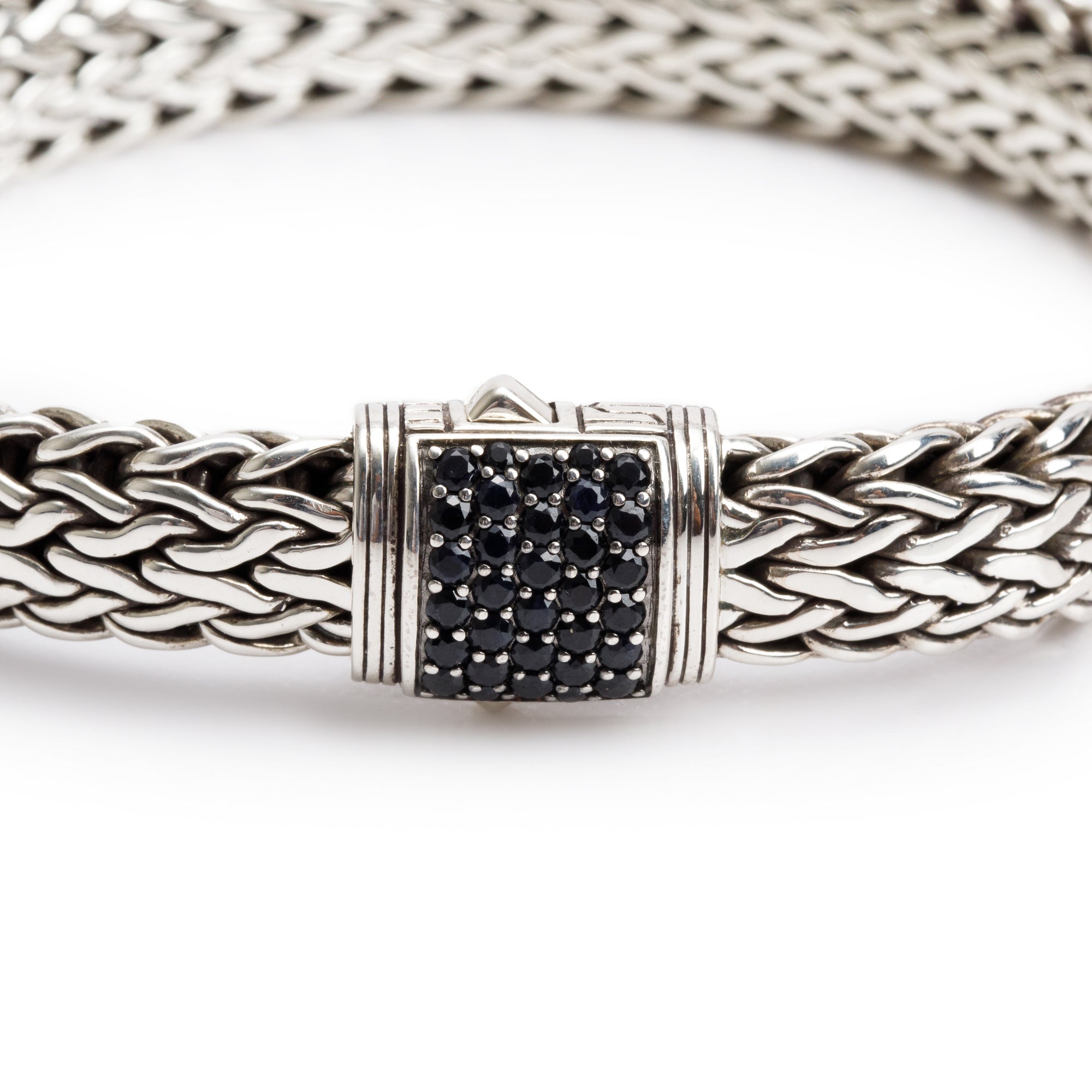 John Hardy Sterling Silver 11 MM Classic Chain Bracelet with Black Sapphires