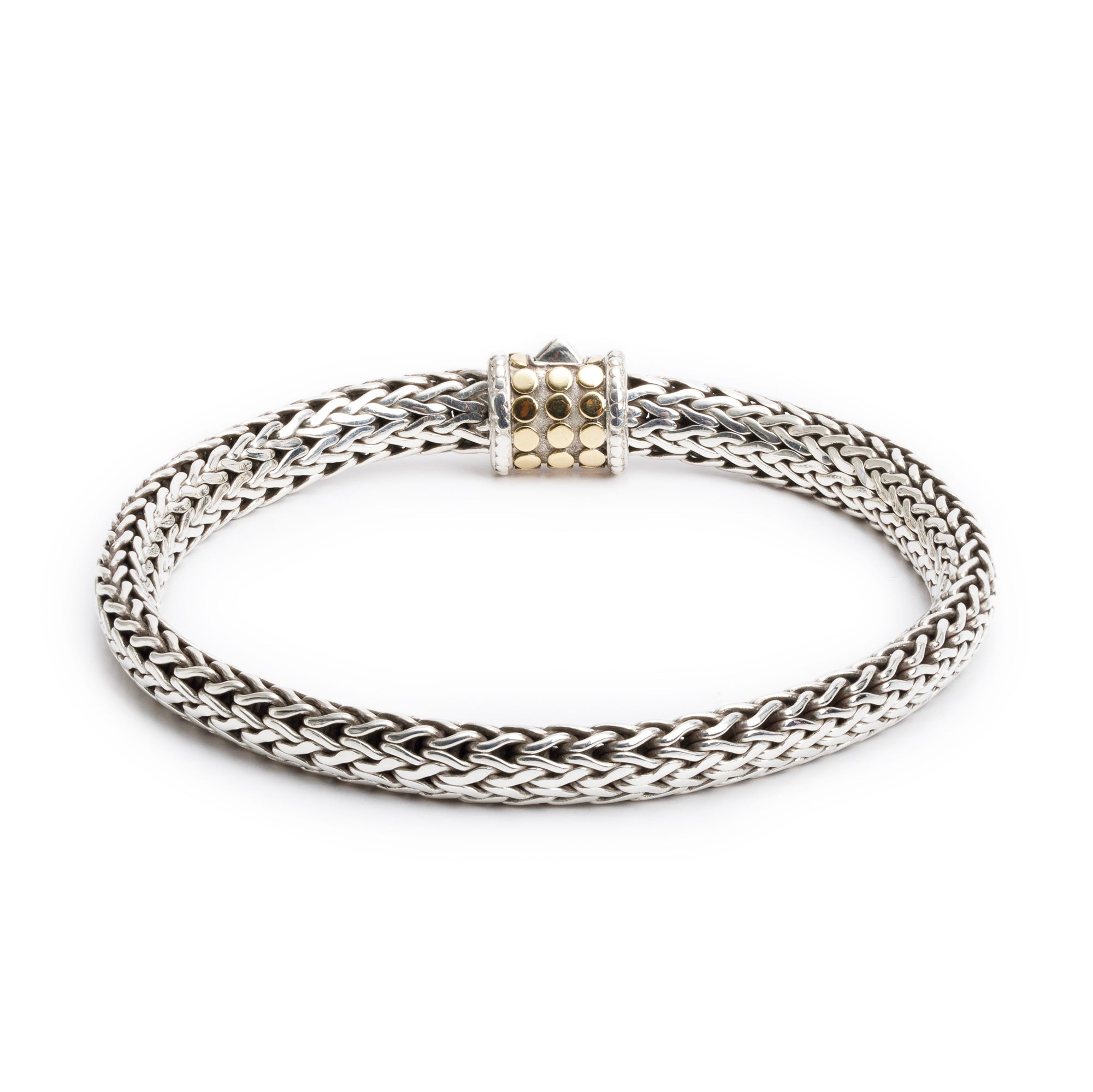 John Hardy Sterling Silver & 18k Yellow Gold 6.5 MM Dot Classic Chain Bracelet