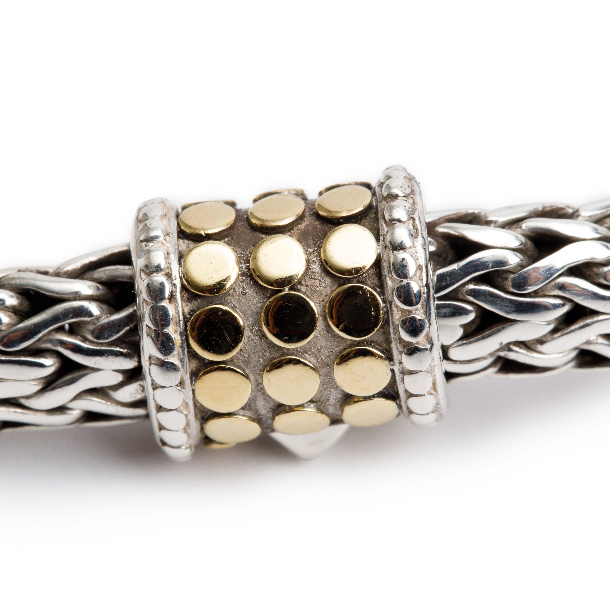 John Hardy Sterling Silver & 18k Yellow Gold 6.5 MM Dot Classic Chain Bracelet
