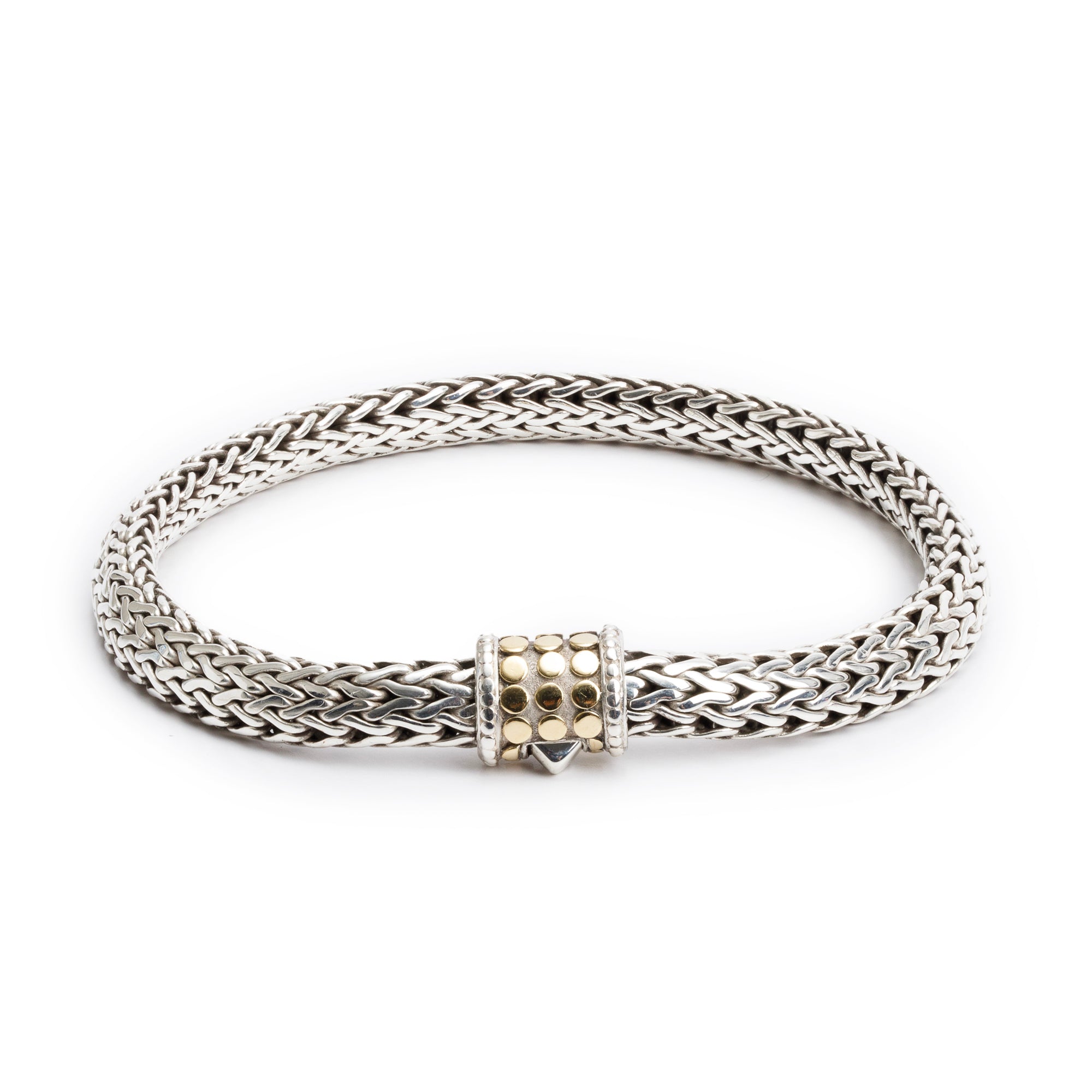 John Hardy Sterling Silver & 18k Yellow Gold 6.5 MM Dot Classic Chain Bracelet