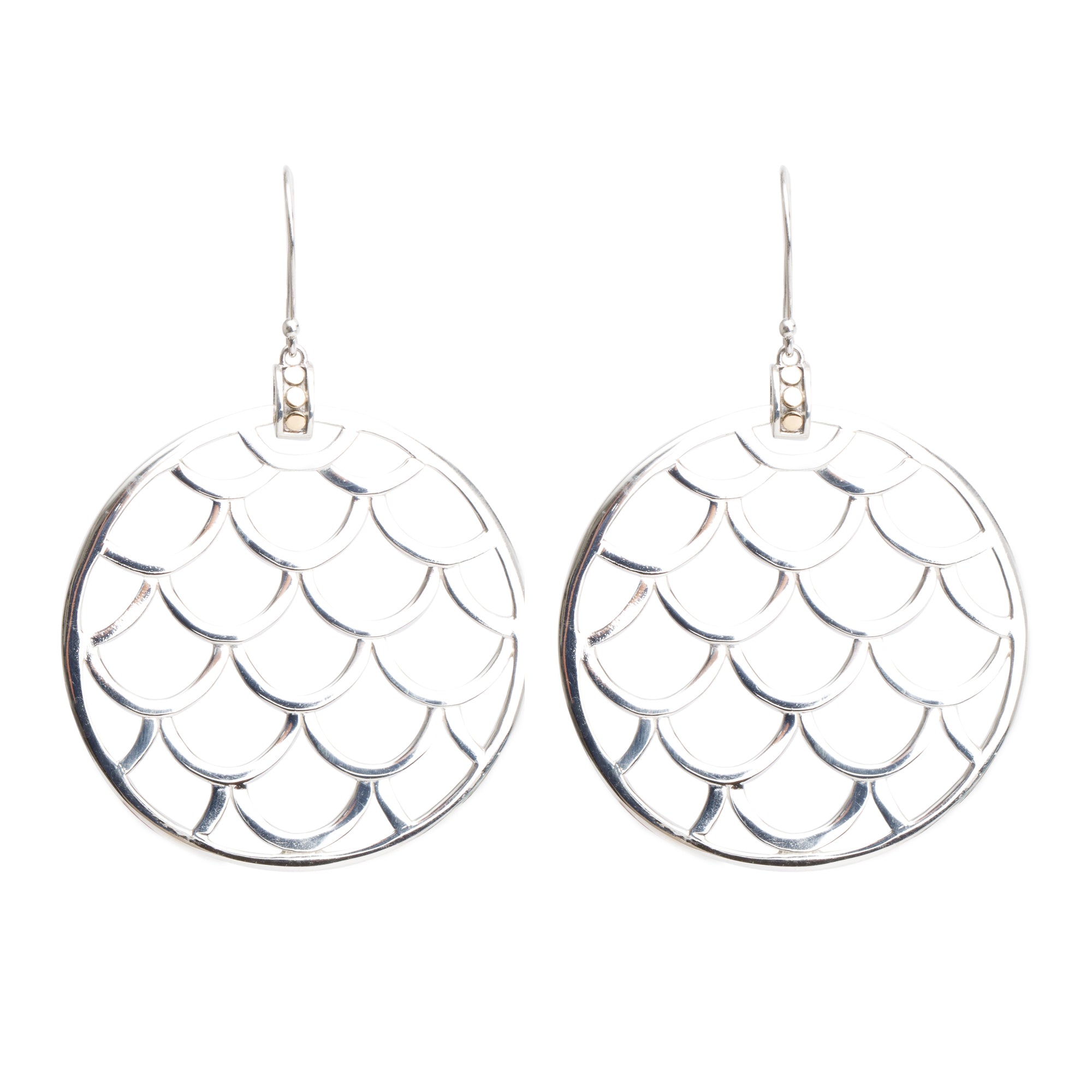 John Hardy Sterling Silver & 18k Yellow Gold Large Round Naga Drop Earrings