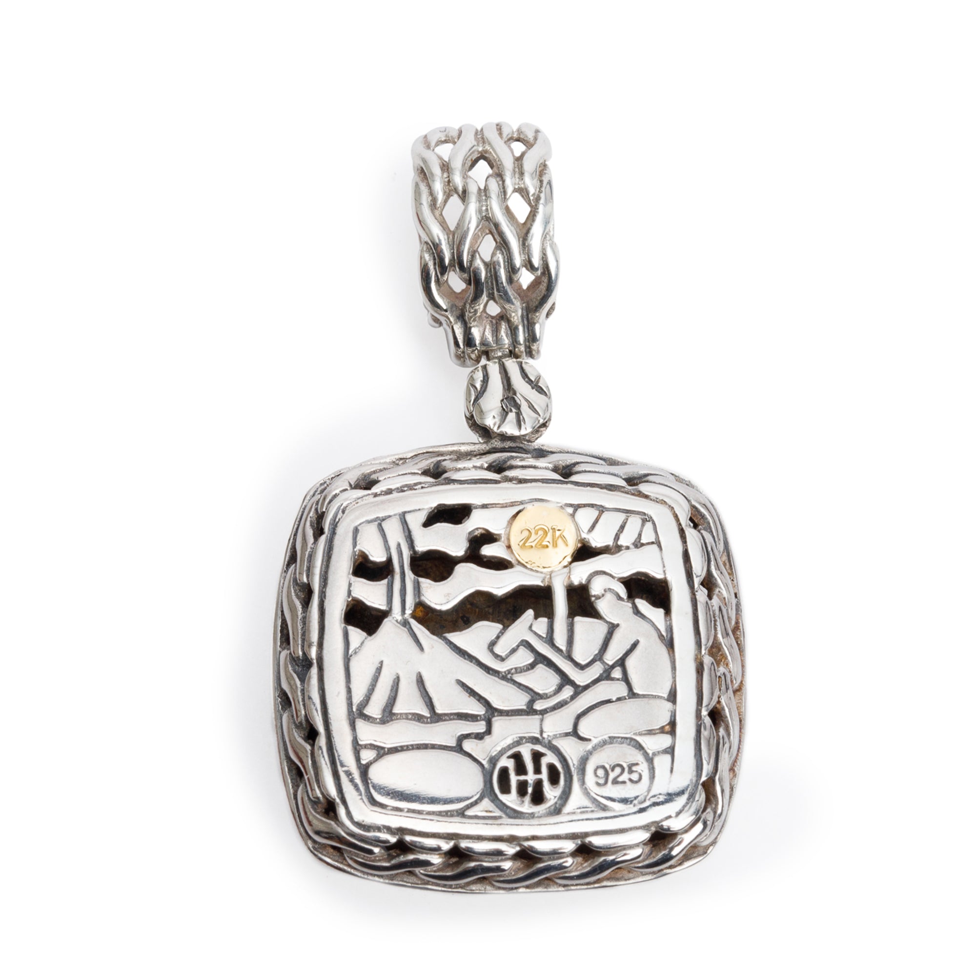 John Hardy Sterling Silver & 22k Yellow Gold Palu Square Pendant