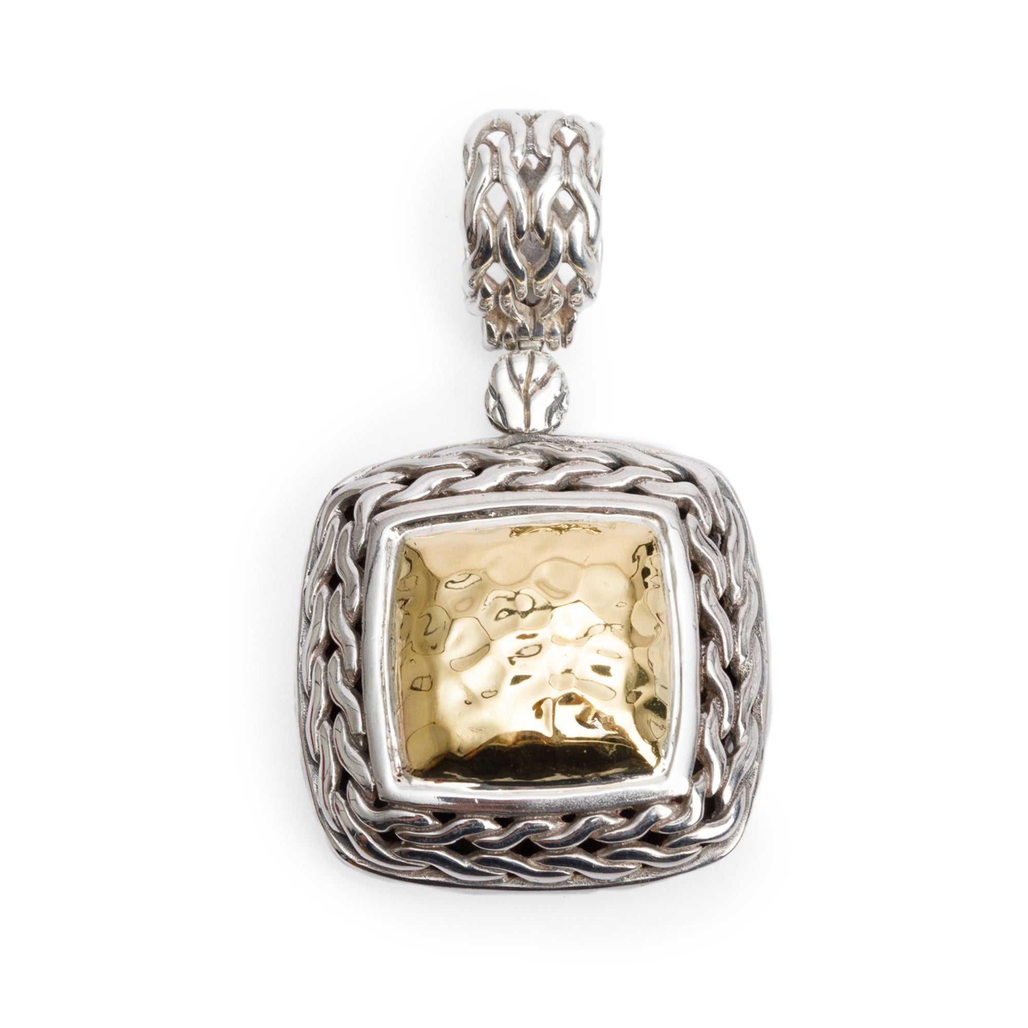 John Hardy Sterling Silver & 22k Yellow Gold Palu Square Pendant