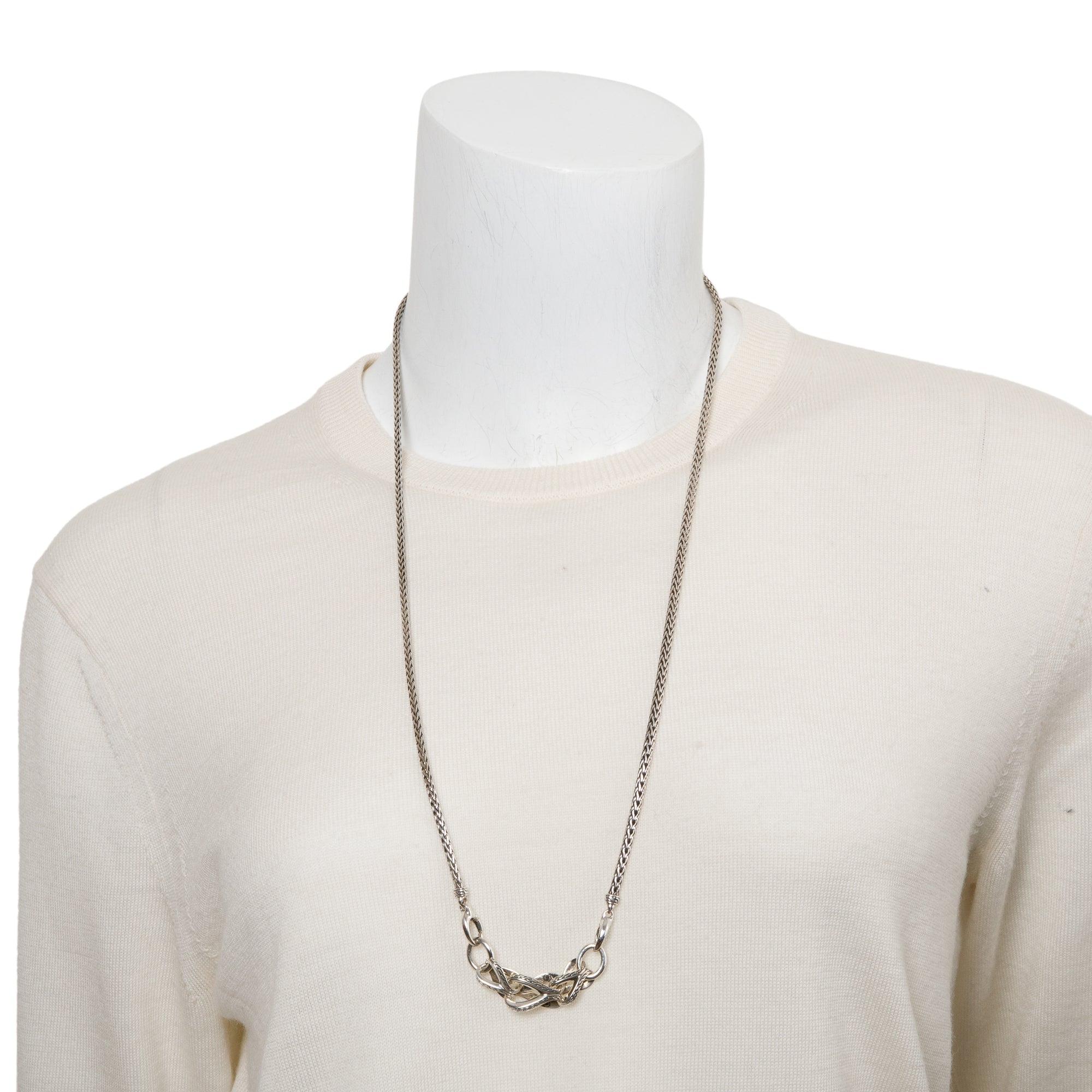 John Hardy Sterling Silver Asli Chain Link Station Necklace