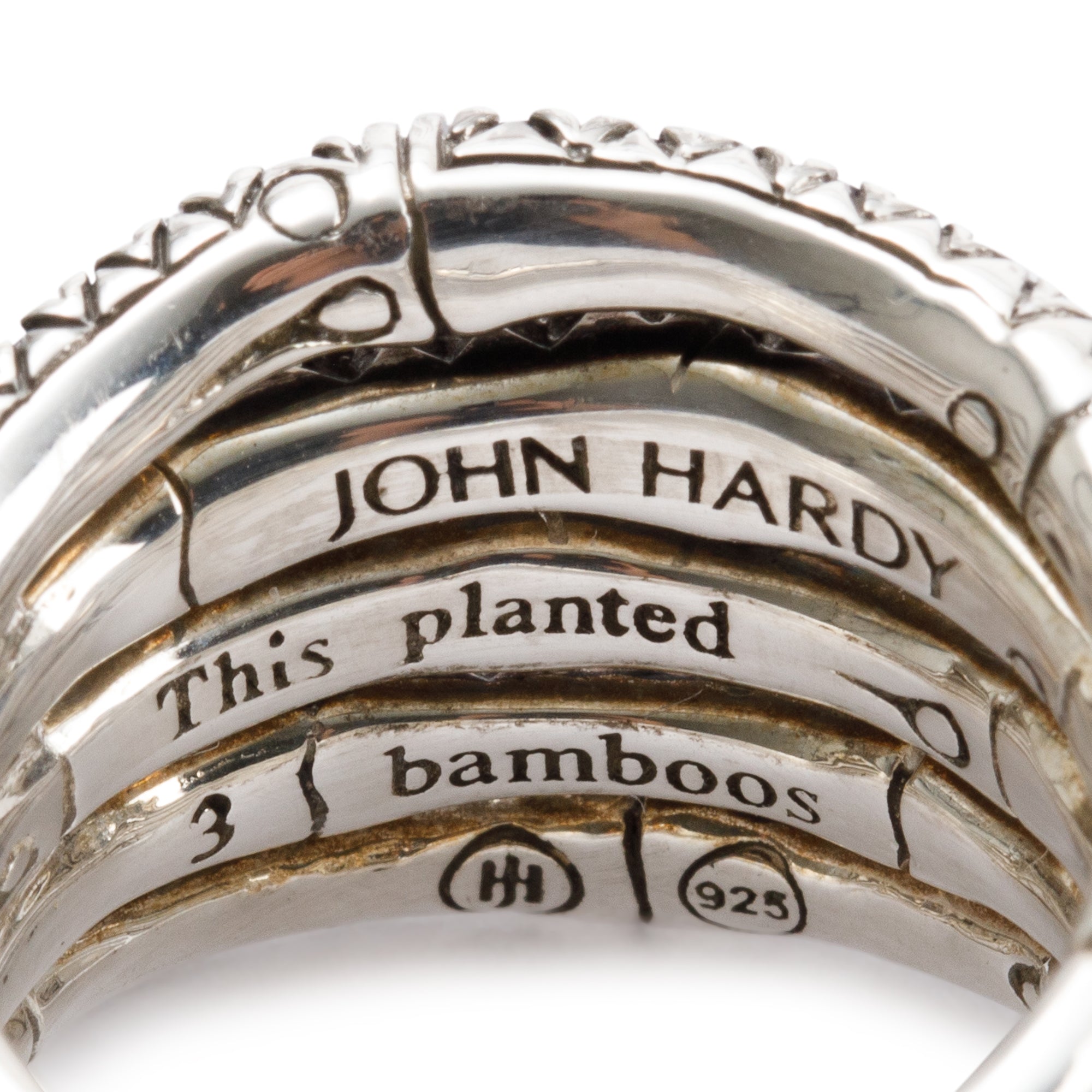 John Hardy Sterling Silver Black Sapphire Bamboo Lava Wide Ring