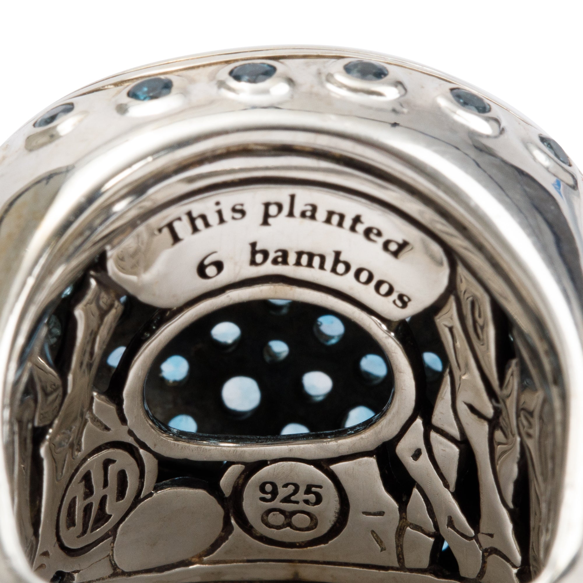 John Hardy Sterling Silver Blue Topaz Bamboo Cocktail Ring, Size 7