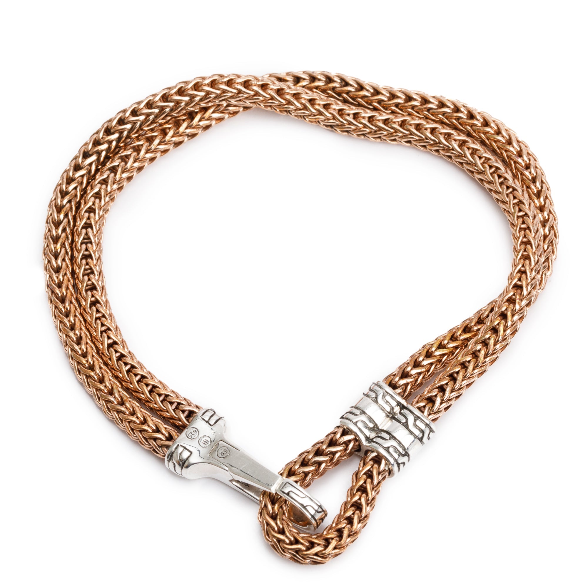 John Hardy Sterling Silver & Bronze Classic Chain Hook Clasp Bracelet